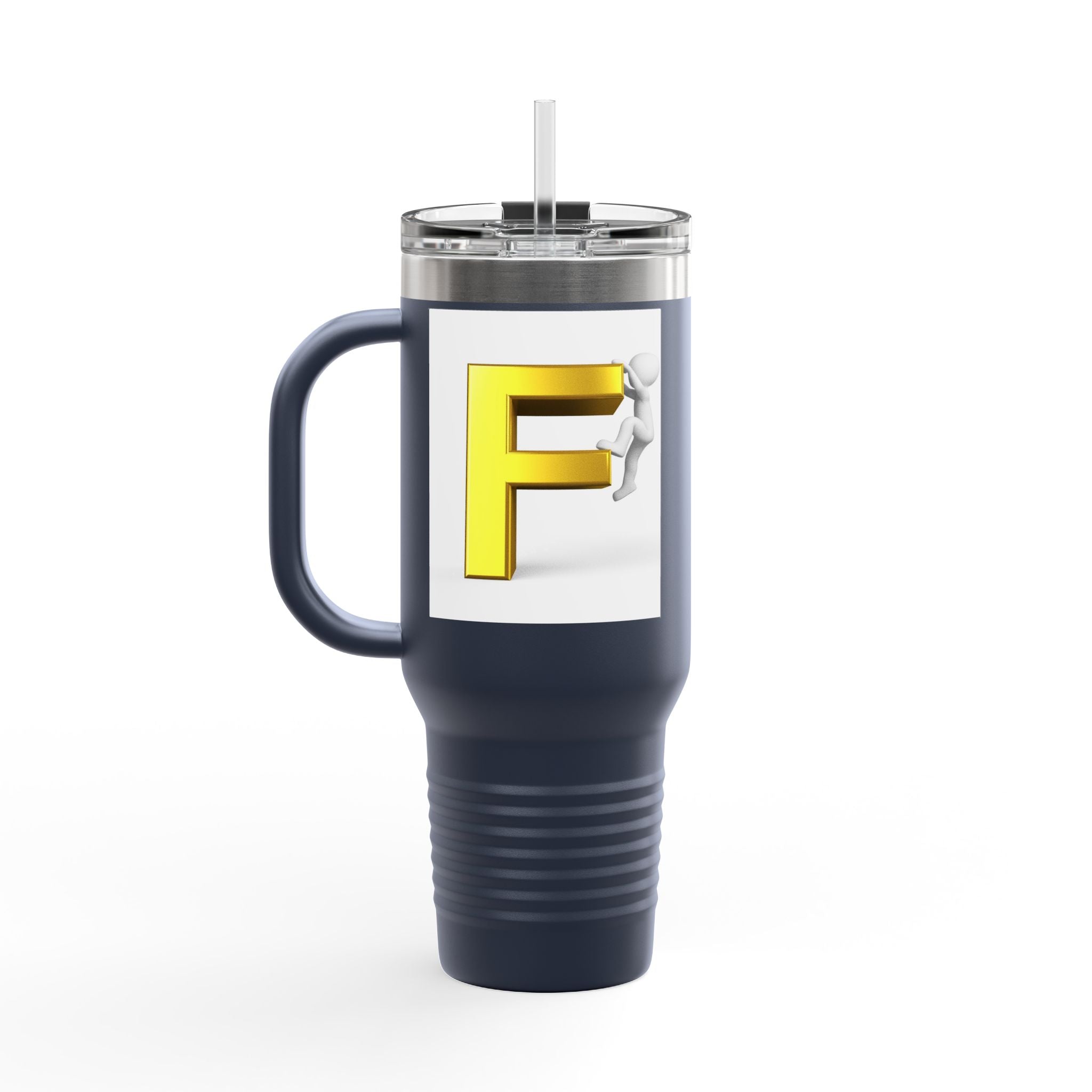 3D Figure Climbing Yellow Letter F Travel Mug | Insulated 40oz