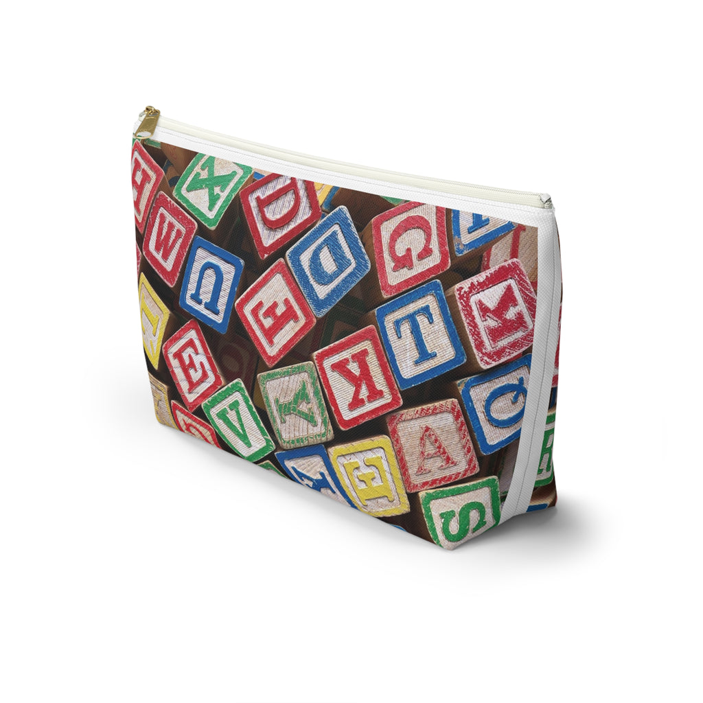 Scattered Wooden Alphabet Blocks Accessory Pouch