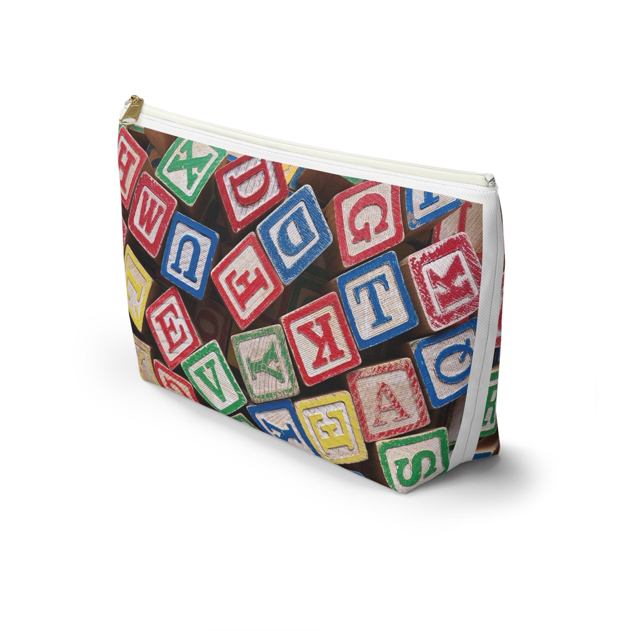 Scattered Wooden Alphabet Blocks Accessory Pouch