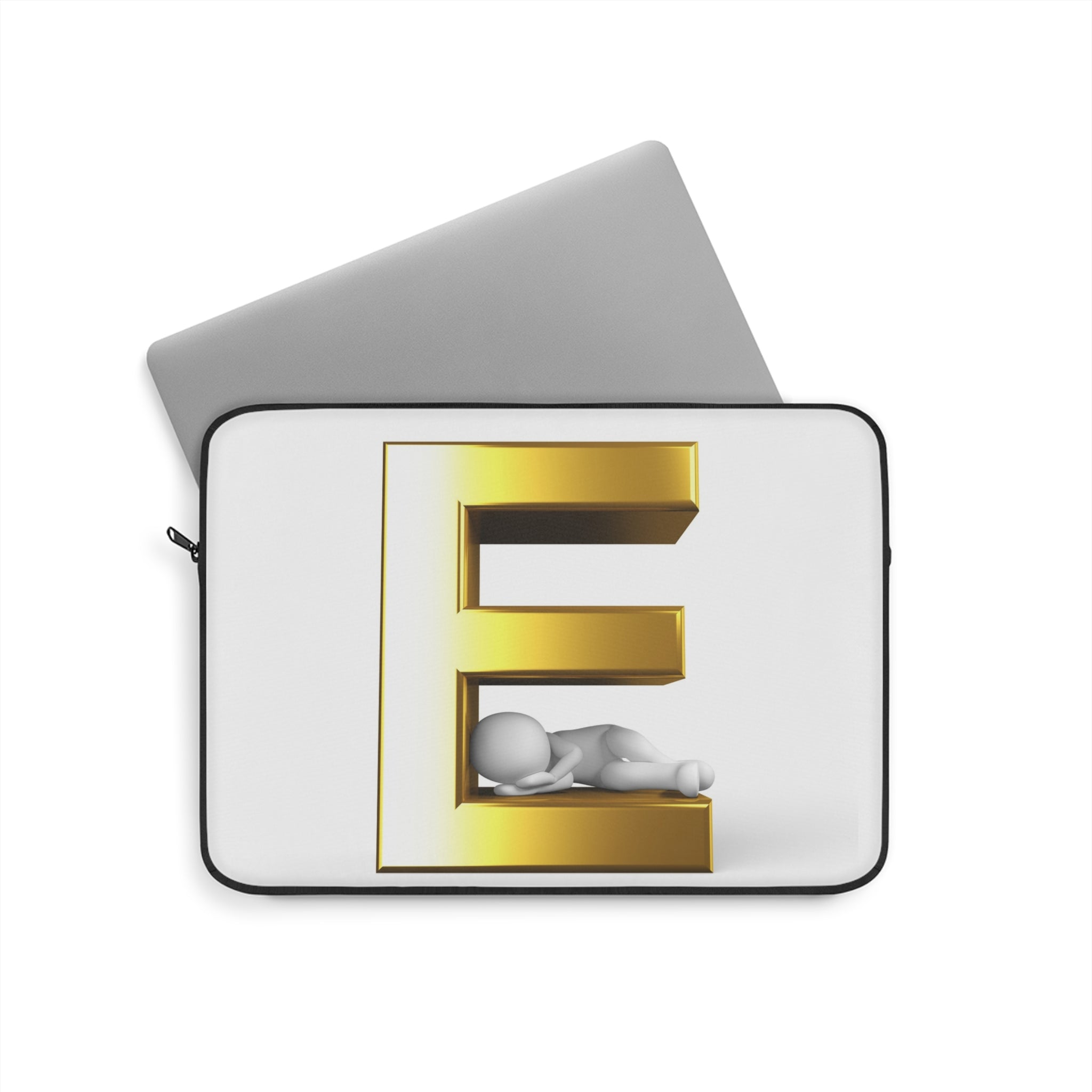 Gold Letter E Monogram Laptop Sleeve | 3D Initial Design