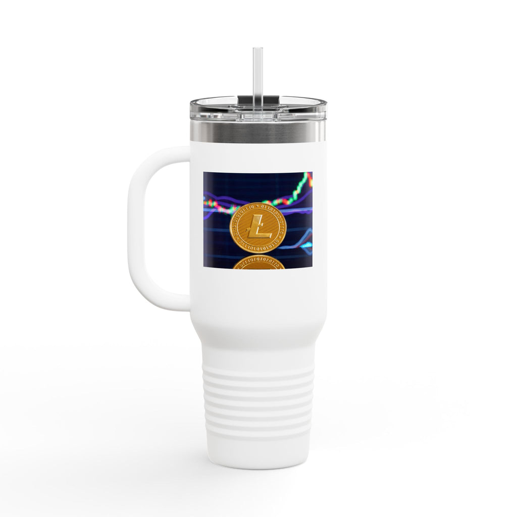Litecoin Crypto Coin with Price Chart Tumbler | 40oz Insulated Travel Mug