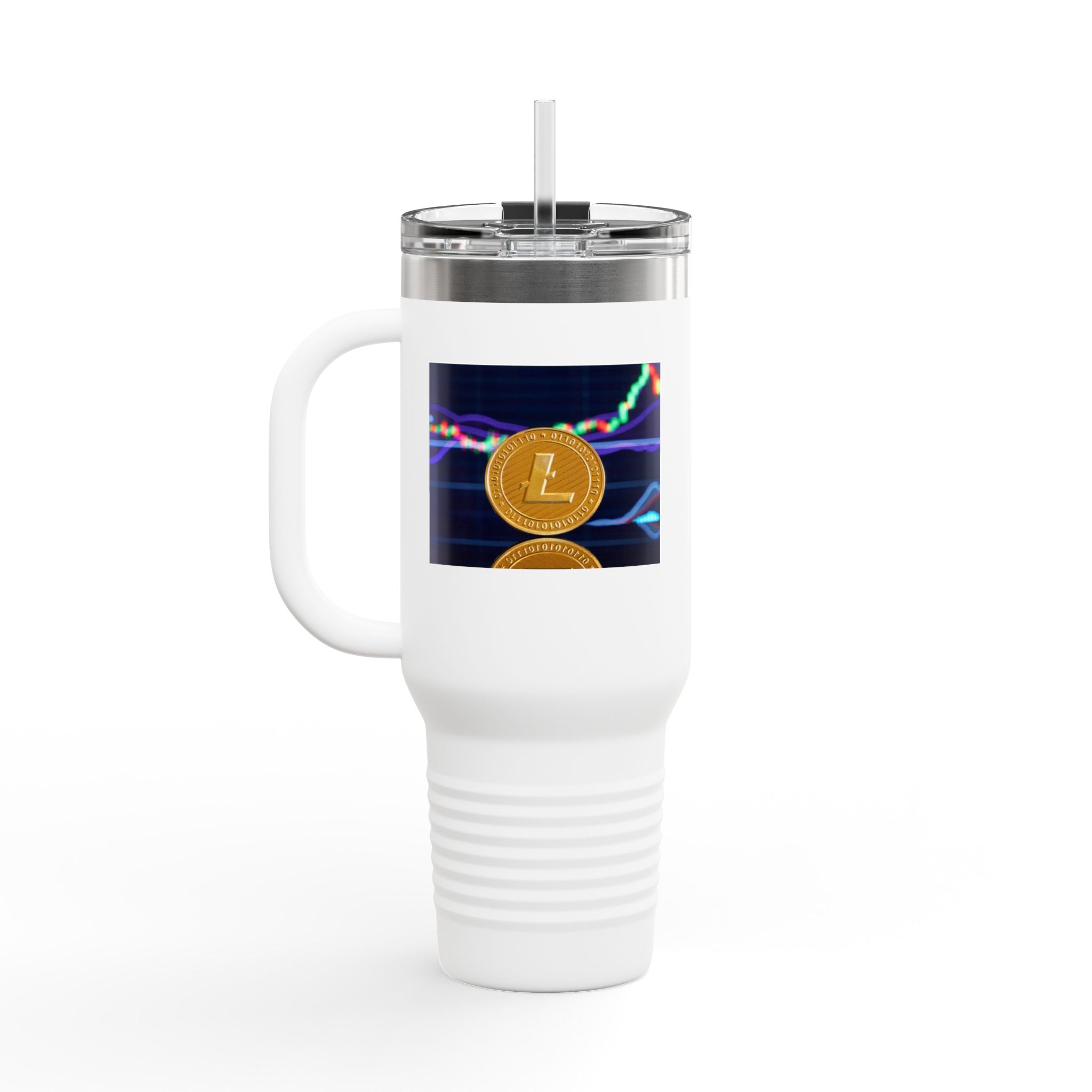 Litecoin Crypto Coin with Price Chart Tumbler | 40oz Insulated Travel Mug