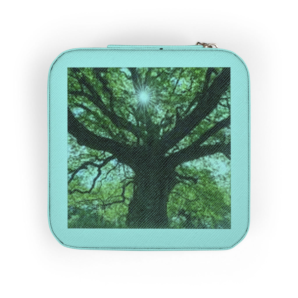 Sunlit Tree Photo Jewelry Travel Case | Compact Organizer for Rings, Earrings, Necklaces