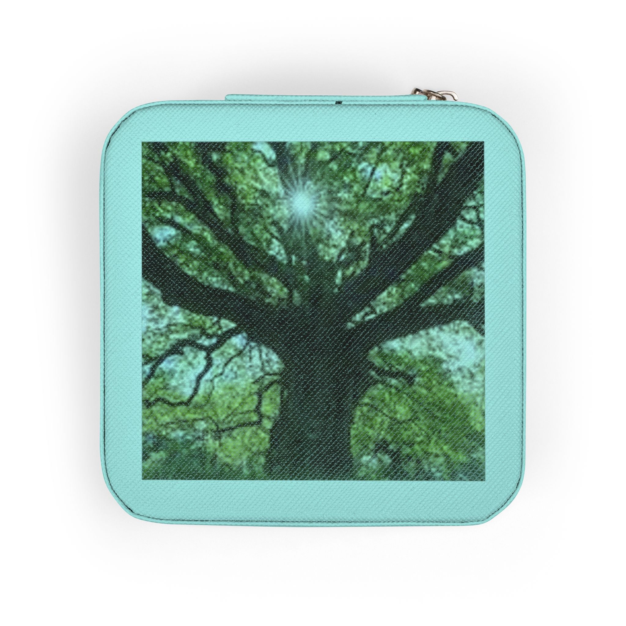 Sunlit Tree Photo Jewelry Travel Case | Compact Organizer for Rings, Earrings, Necklaces
