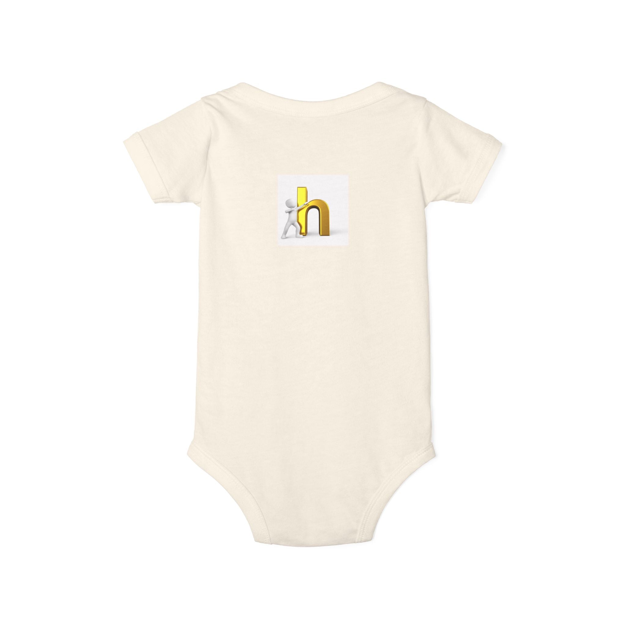 Yellow 3D Letter H Infant Jersey One Piece | Baby Bodysuit
