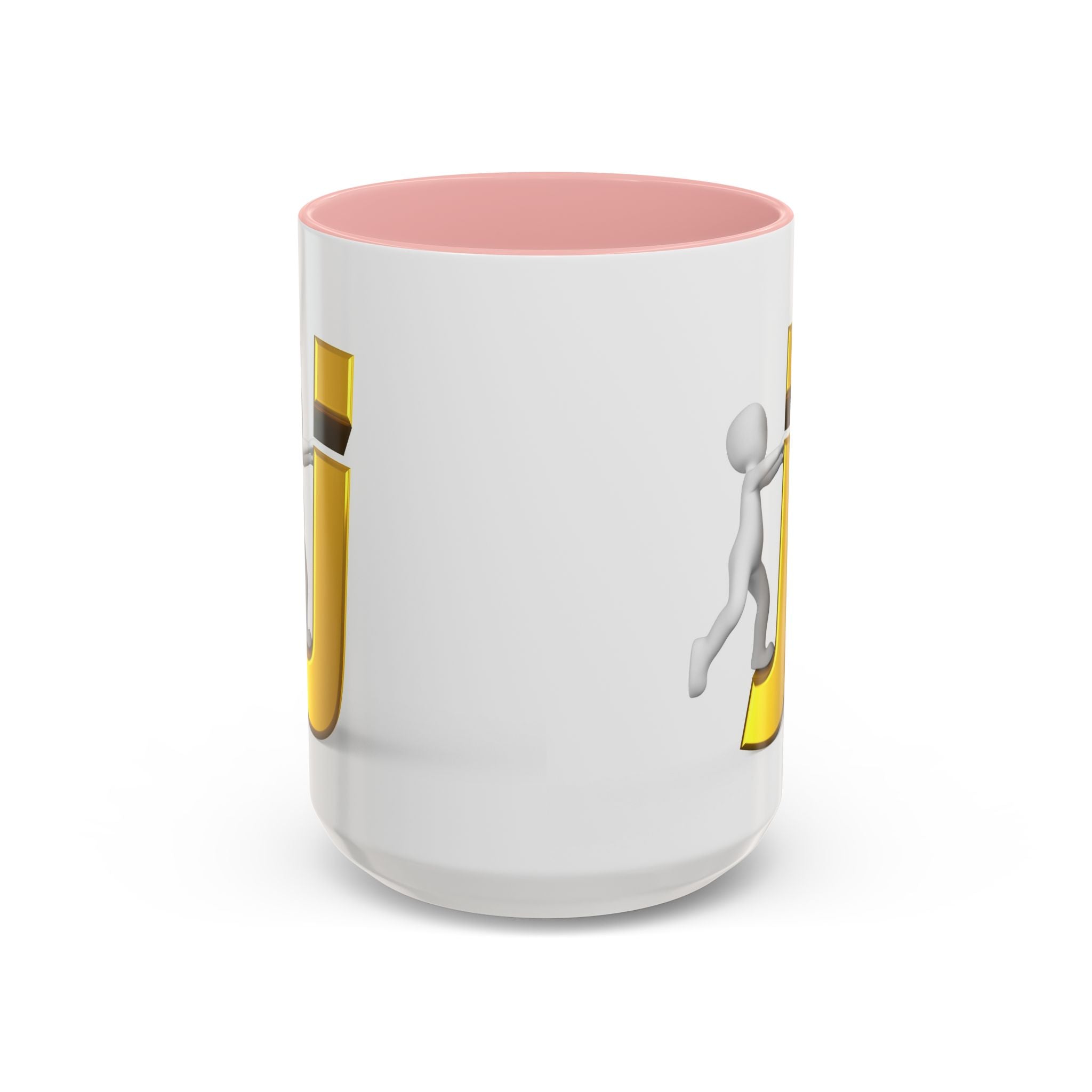 Tasse avec figurine 3D bâton poussant la lettre J dorée | Tasse à café
