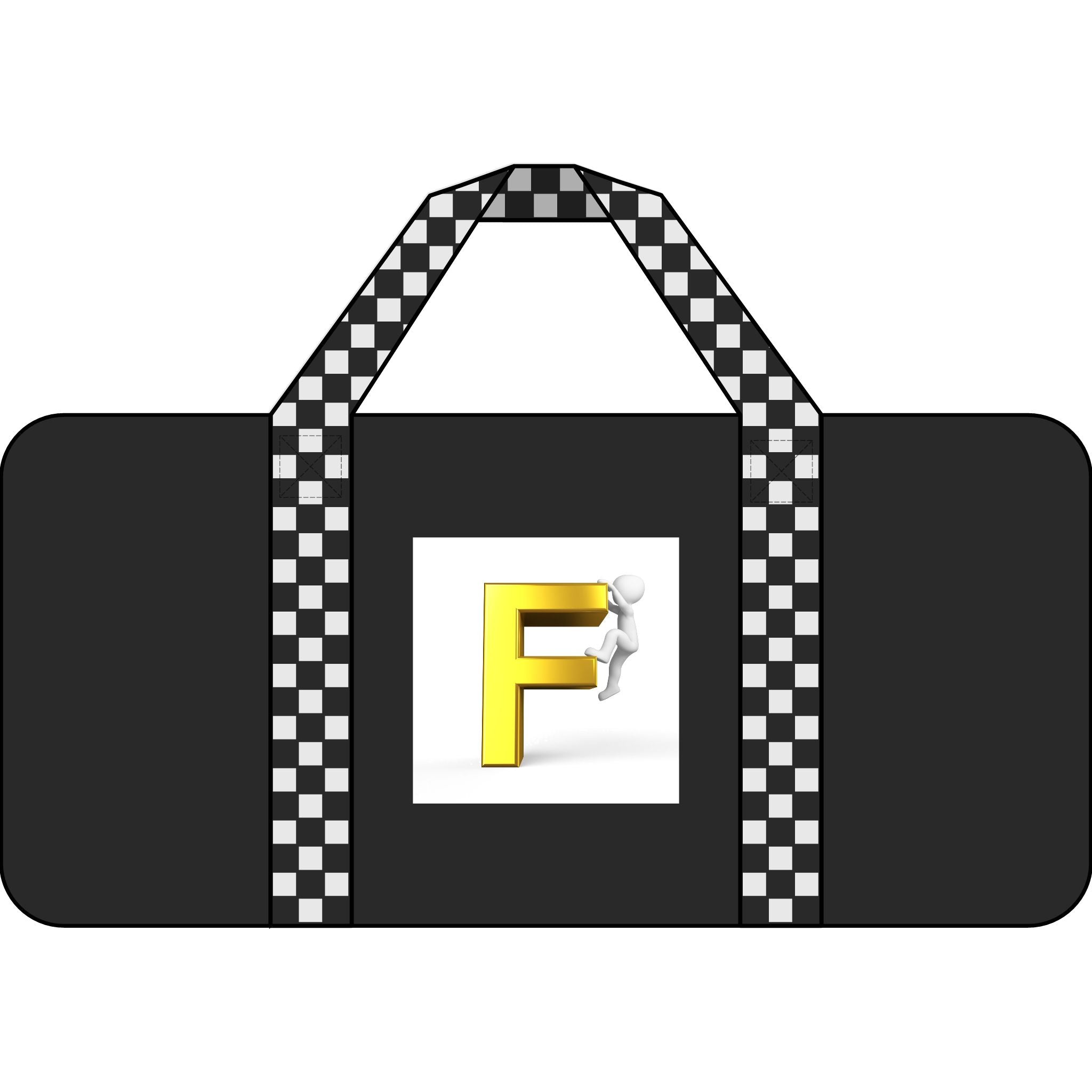 Yellow 3D F Letter Logo Tripper Duffel Bag | Checker or Camo Strap Options