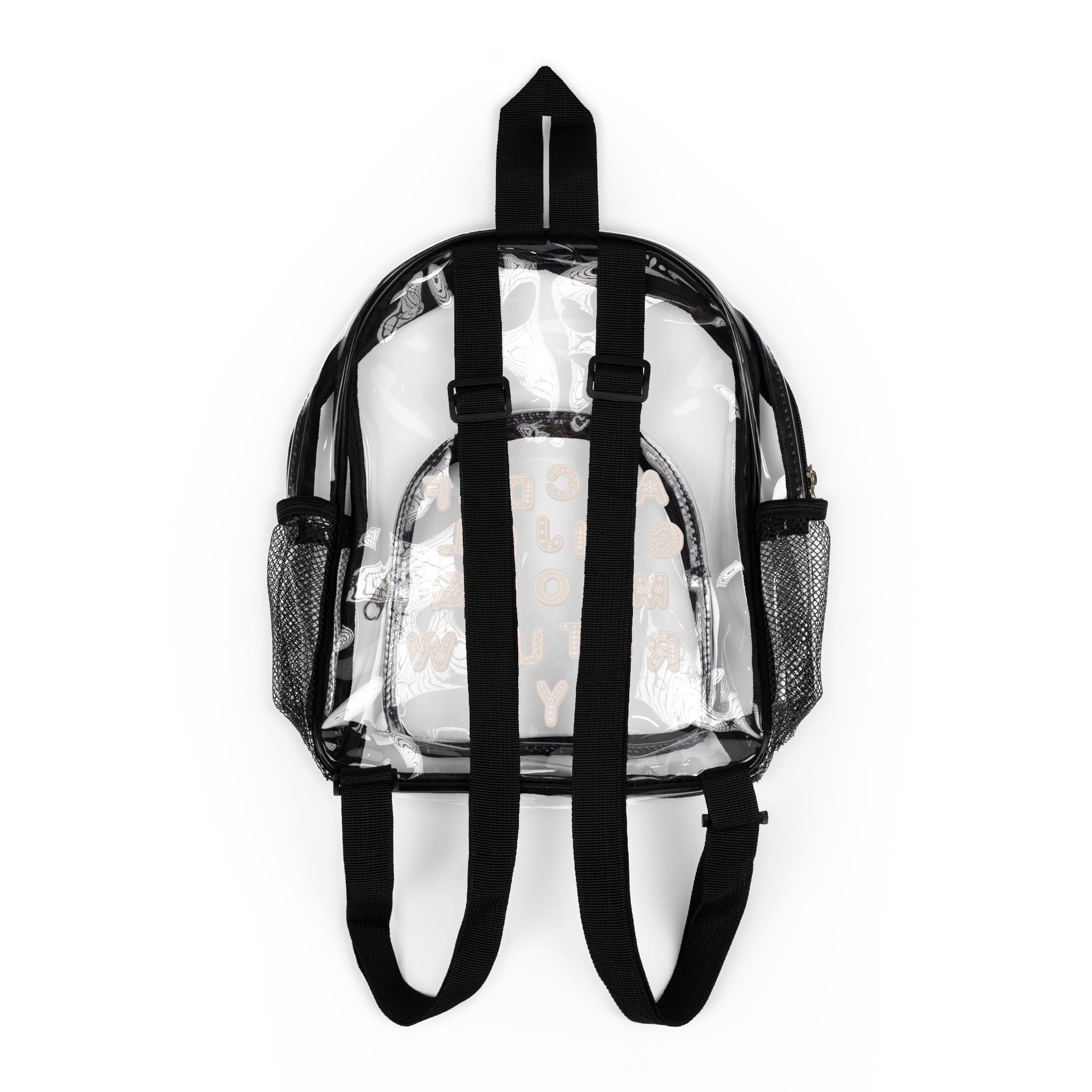 Gold Letter Pattern Clear Stadium Backpack | Transparent School Bag