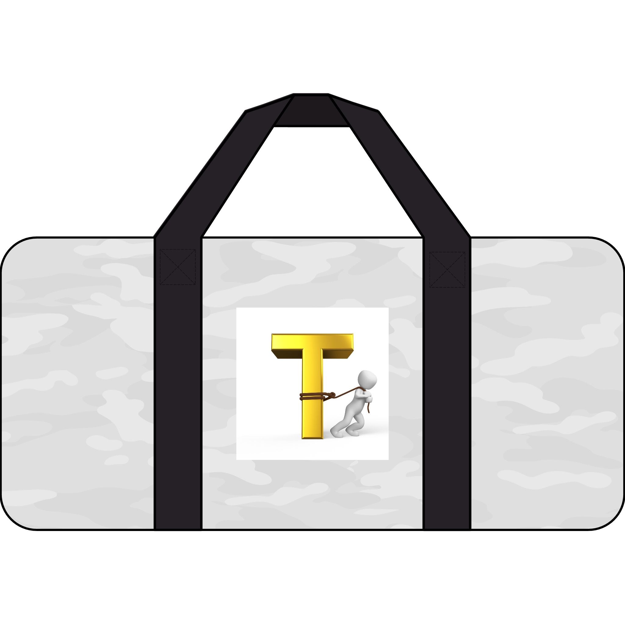 Gold Letter T Character Duffle Bag | Checker Strap, Camo Option