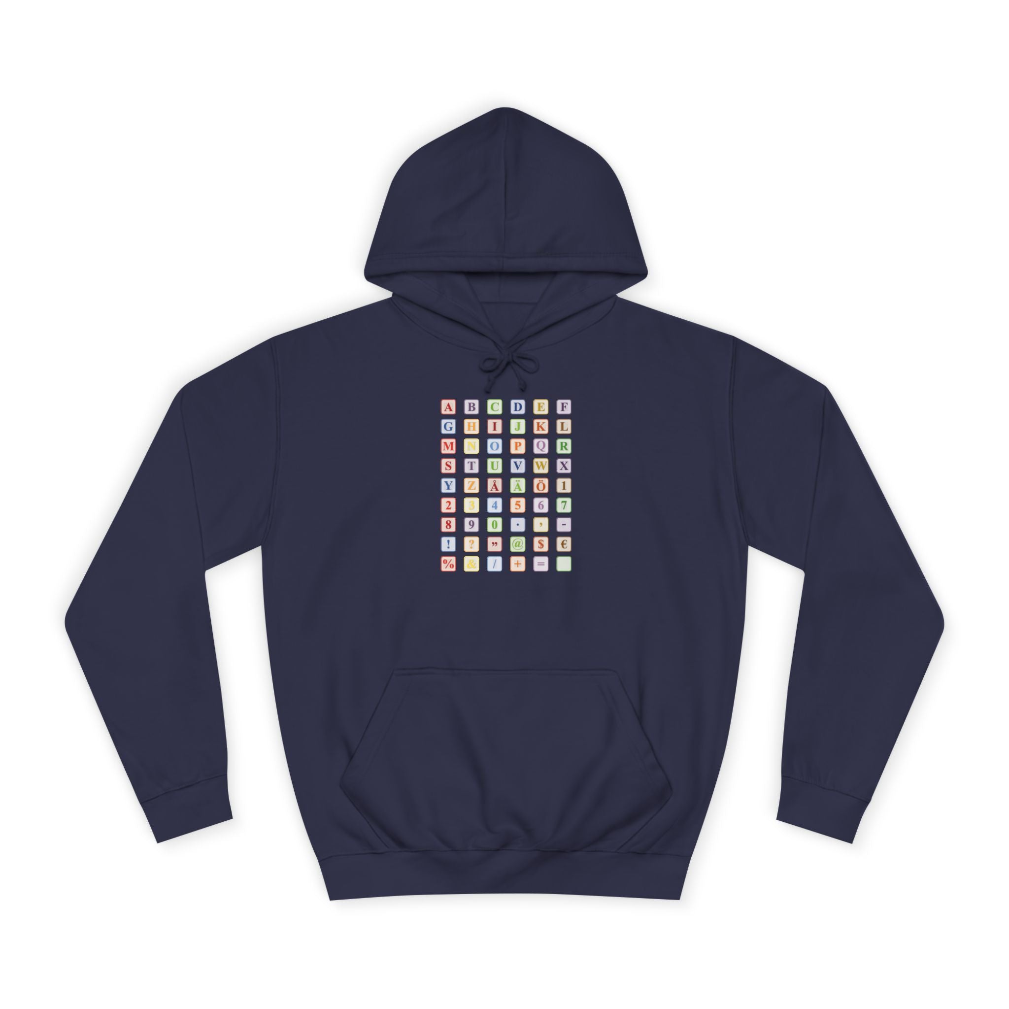 Sweat à capuche Blocs Alphabet | Grille de lettres colorées, imprimé dos et devant