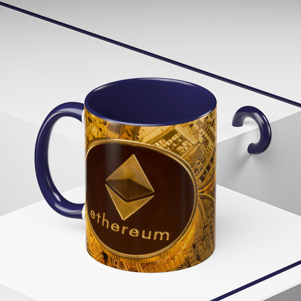 Ethereum Coin Accent Mug | Crypto Logo Coffee Mug