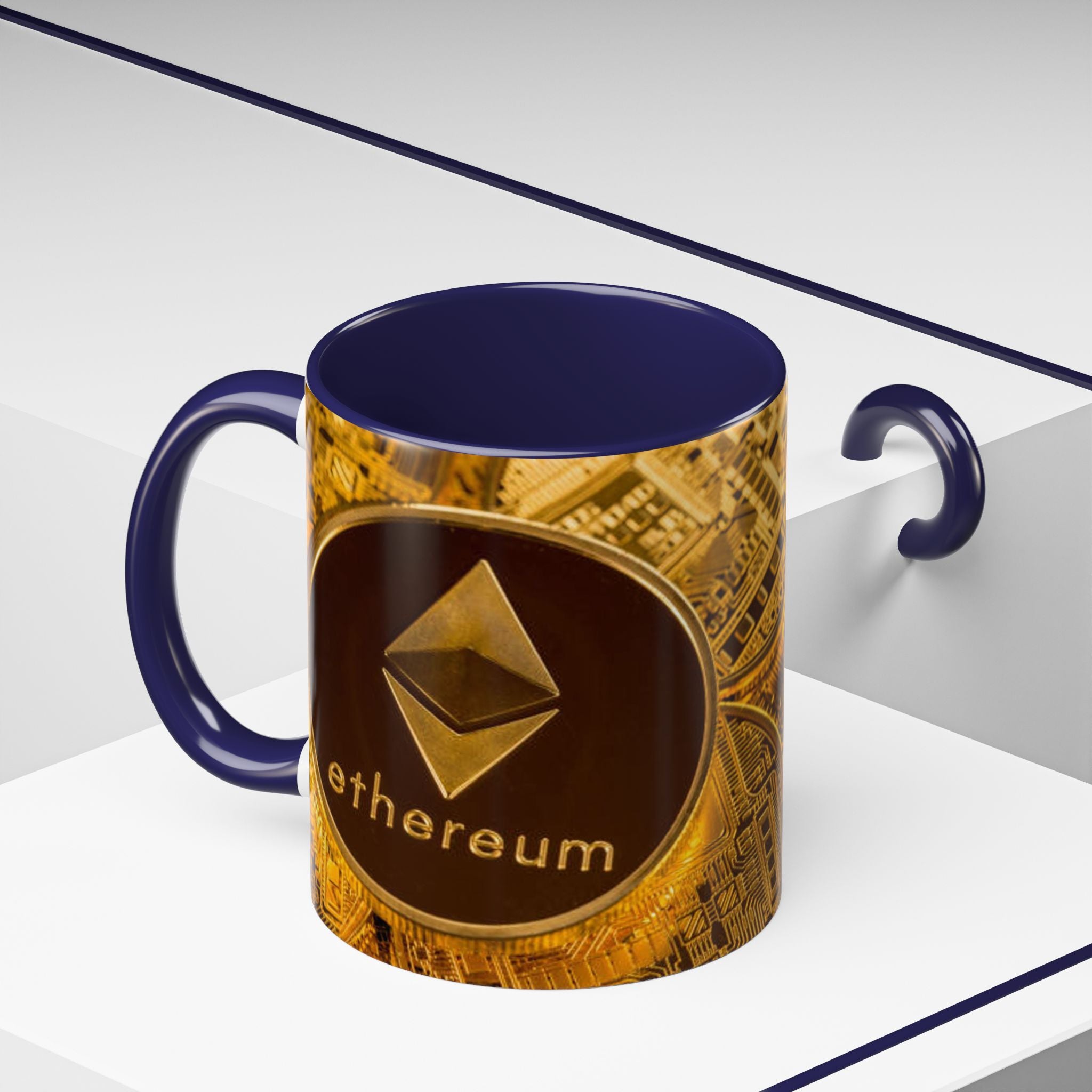 Ethereum Coin Accent Mug | Crypto Logo Coffee Mug