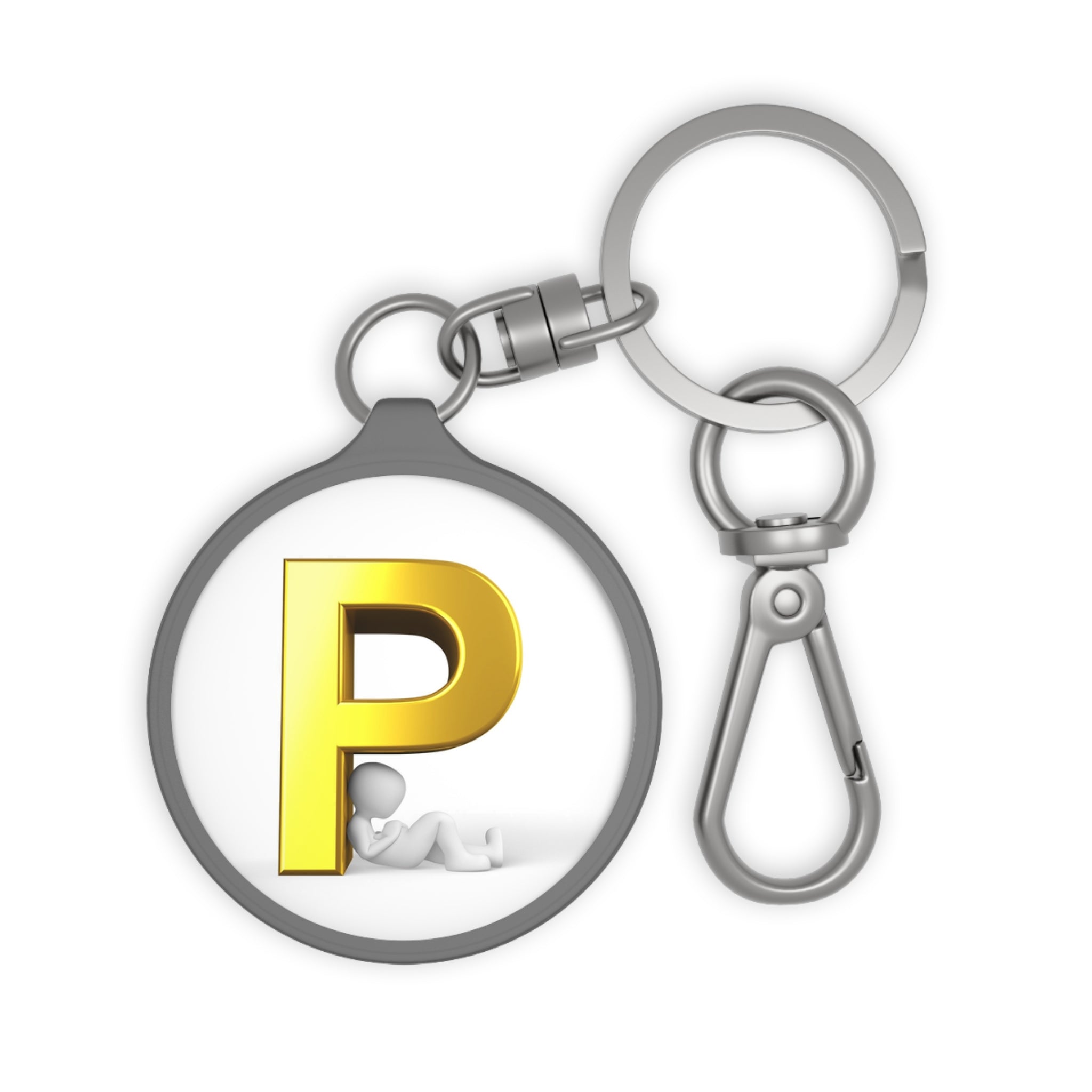 Gold Letter P Monogram Keyring Tag | Initial Keychain