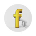 3D Gold Letter F with Figure Round Rug | Home Decor