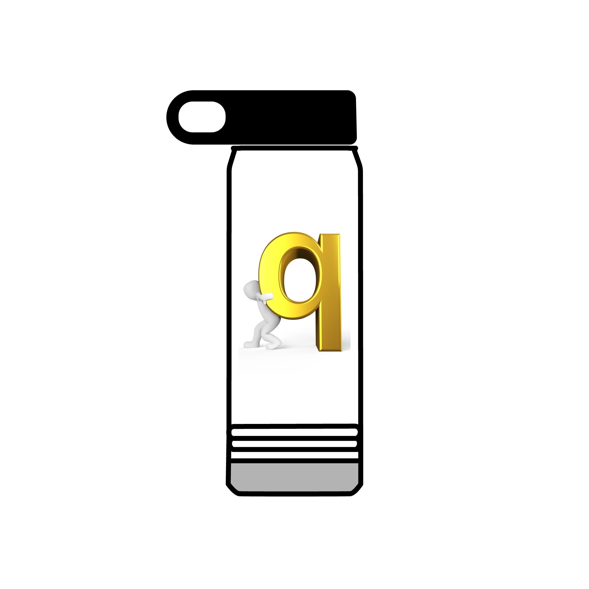 3D Gold Letter Q with Character Water Bottle | 20oz Stainless Steel
