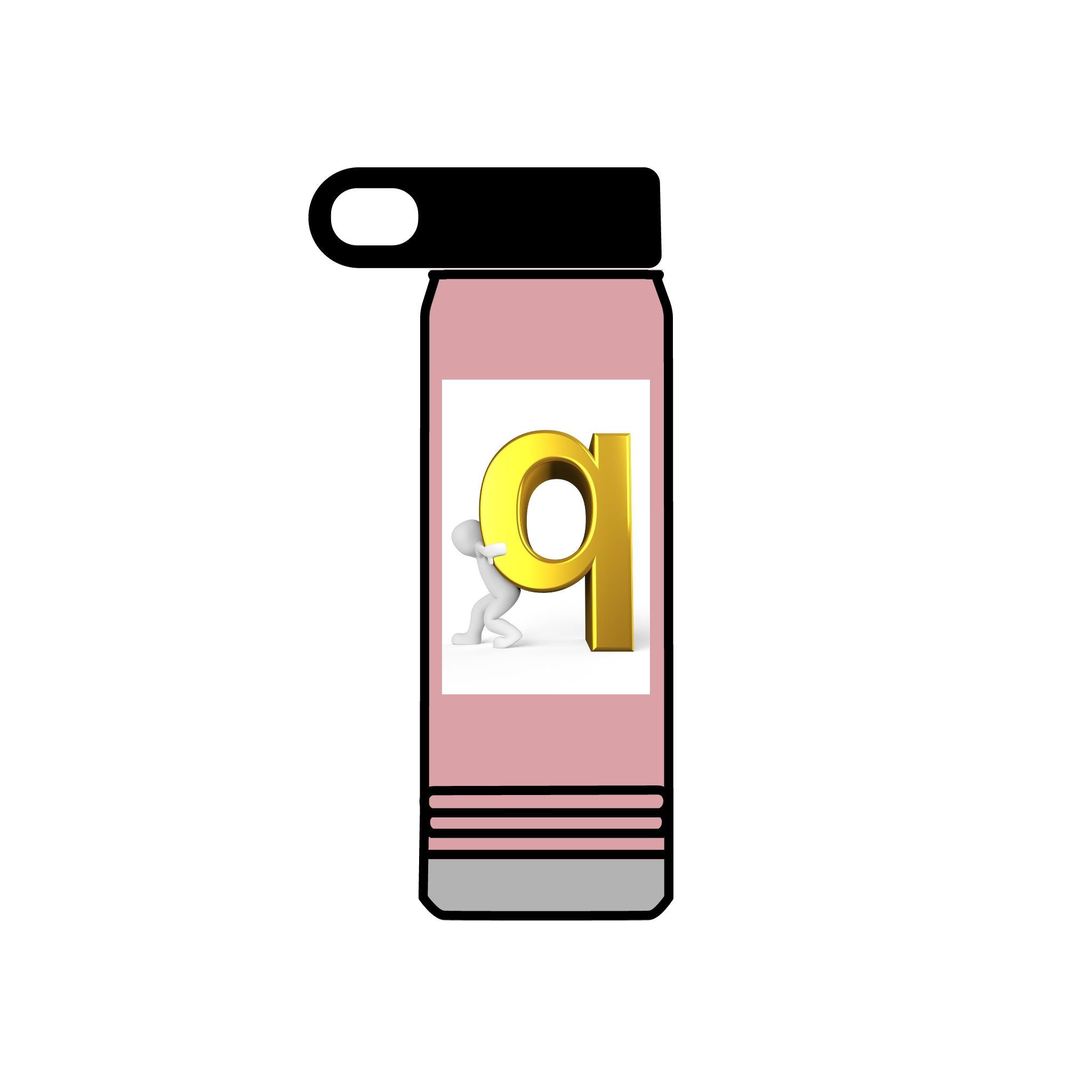 3D Gold Letter Q with Character Water Bottle | 20oz Stainless Steel