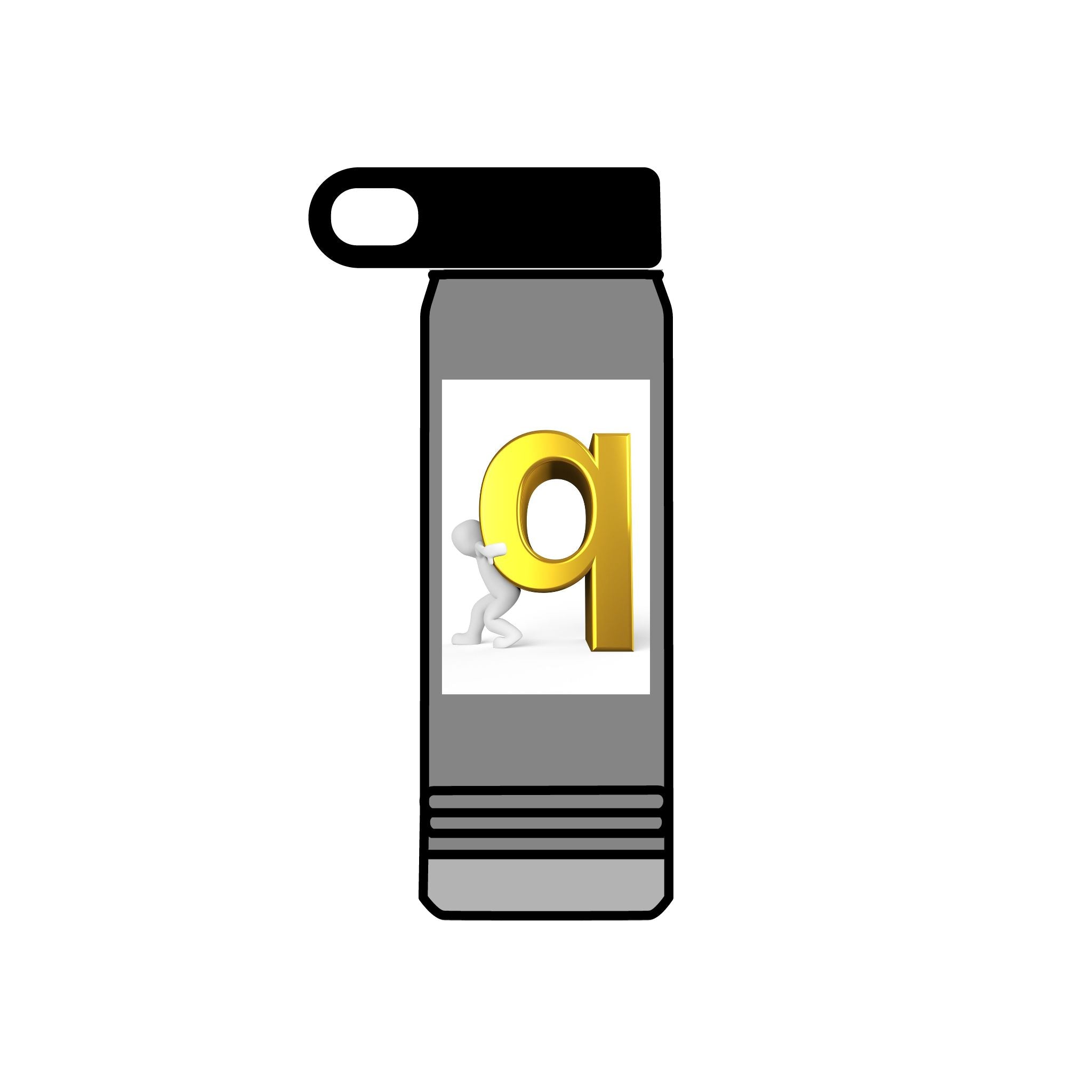 3D Gold Letter Q with Character Water Bottle | 20oz Stainless Steel