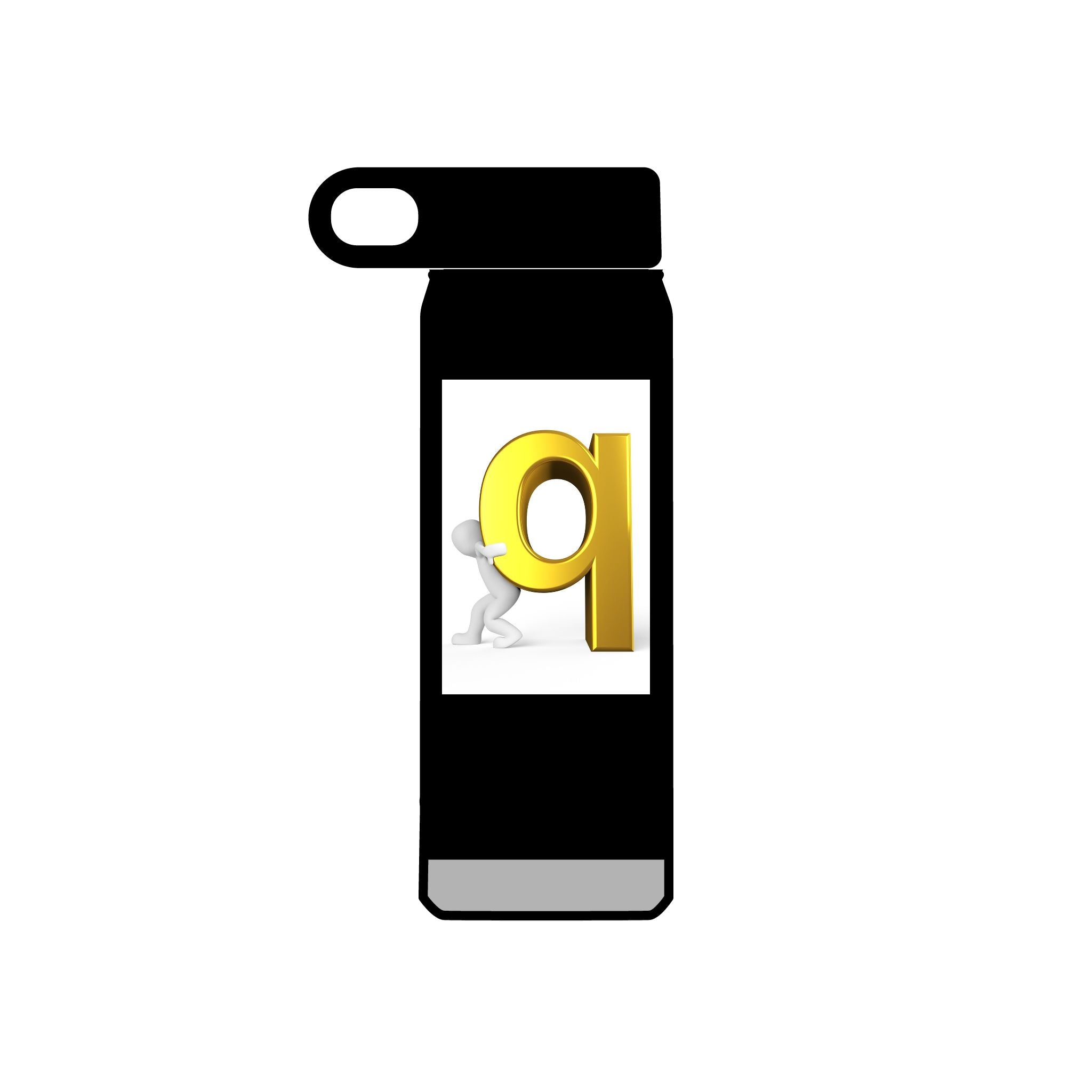 3D Gold Letter Q with Character Water Bottle | 20oz Stainless Steel