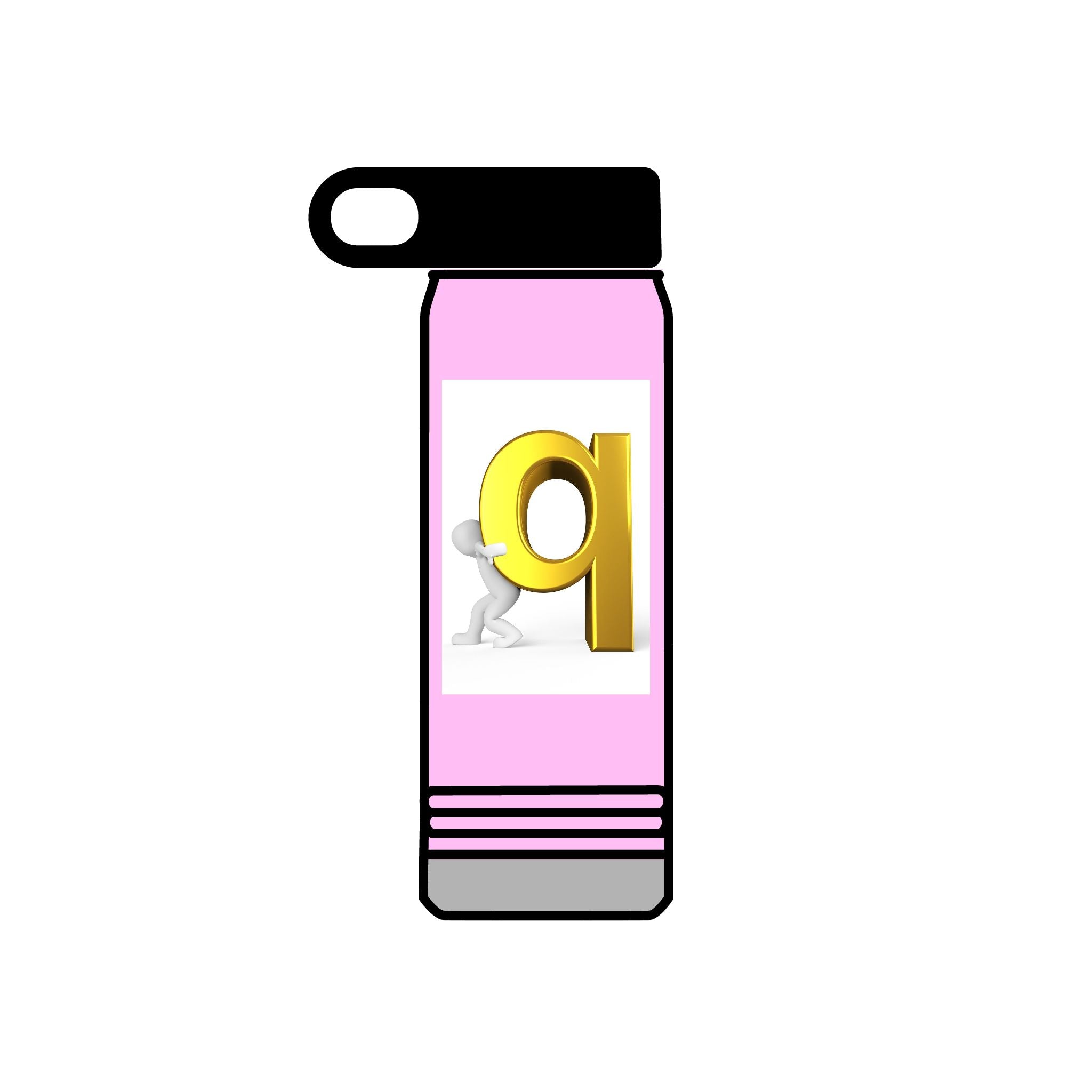 3D Gold Letter Q with Character Water Bottle | 20oz Stainless Steel