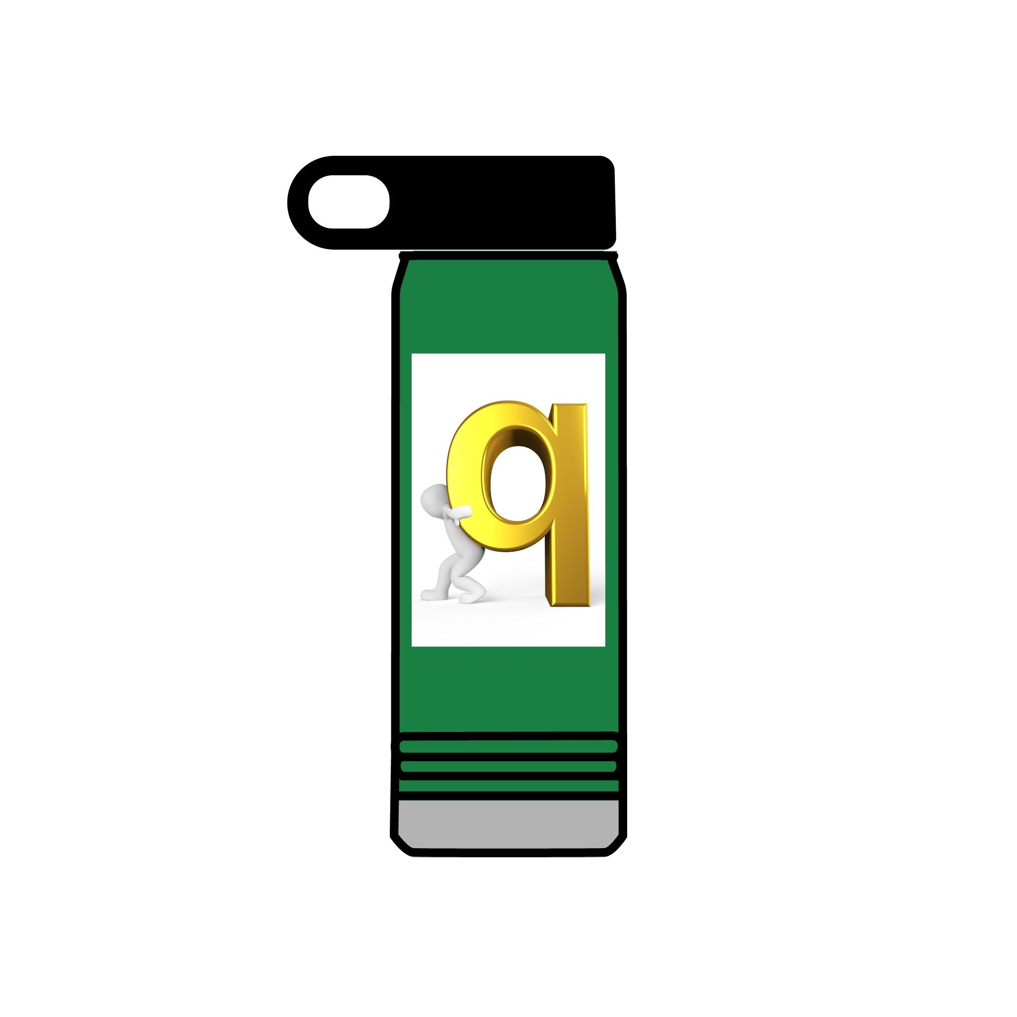 3D Gold Letter Q with Character Water Bottle | 20oz Stainless Steel