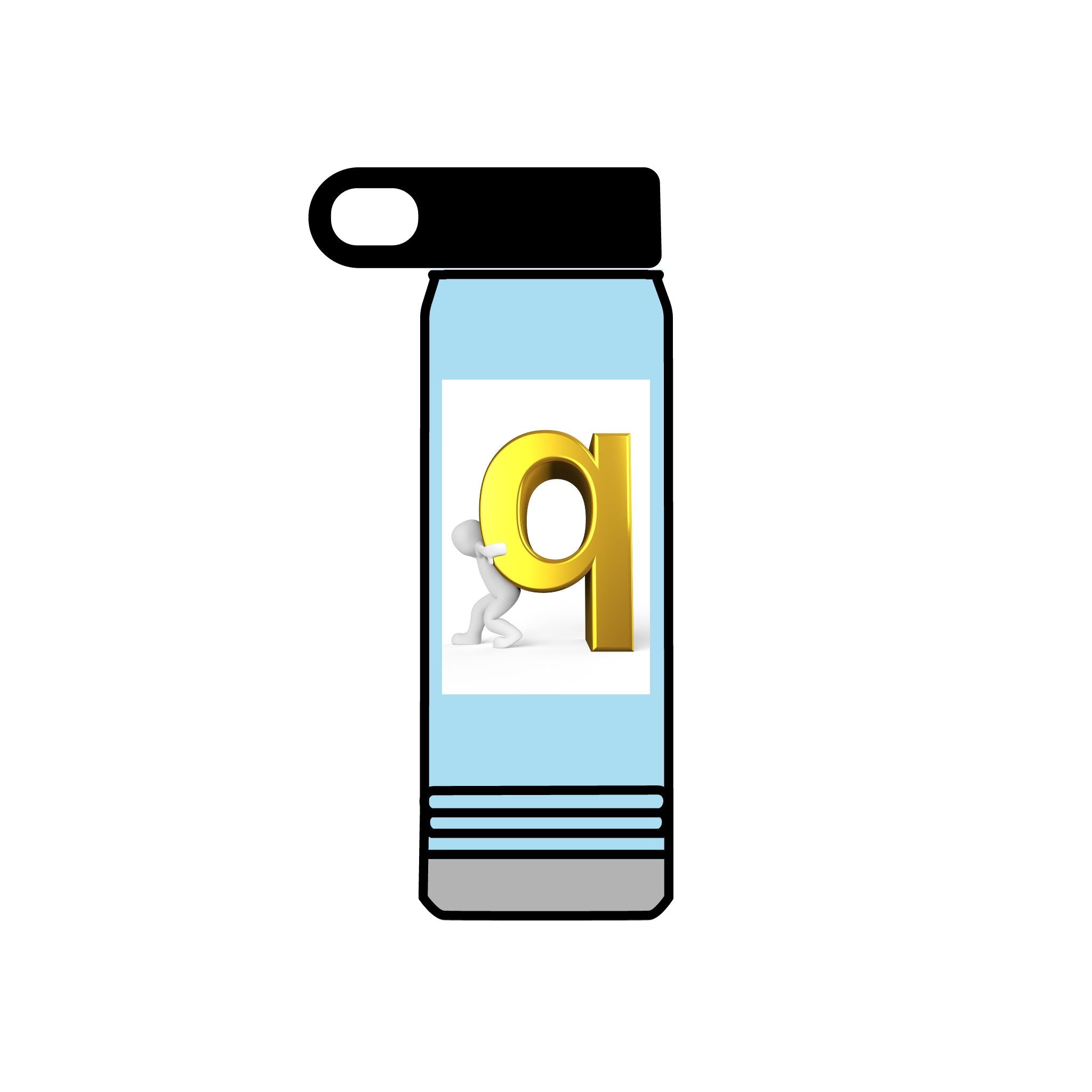 3D Gold Letter Q with Character Water Bottle | 20oz Stainless Steel