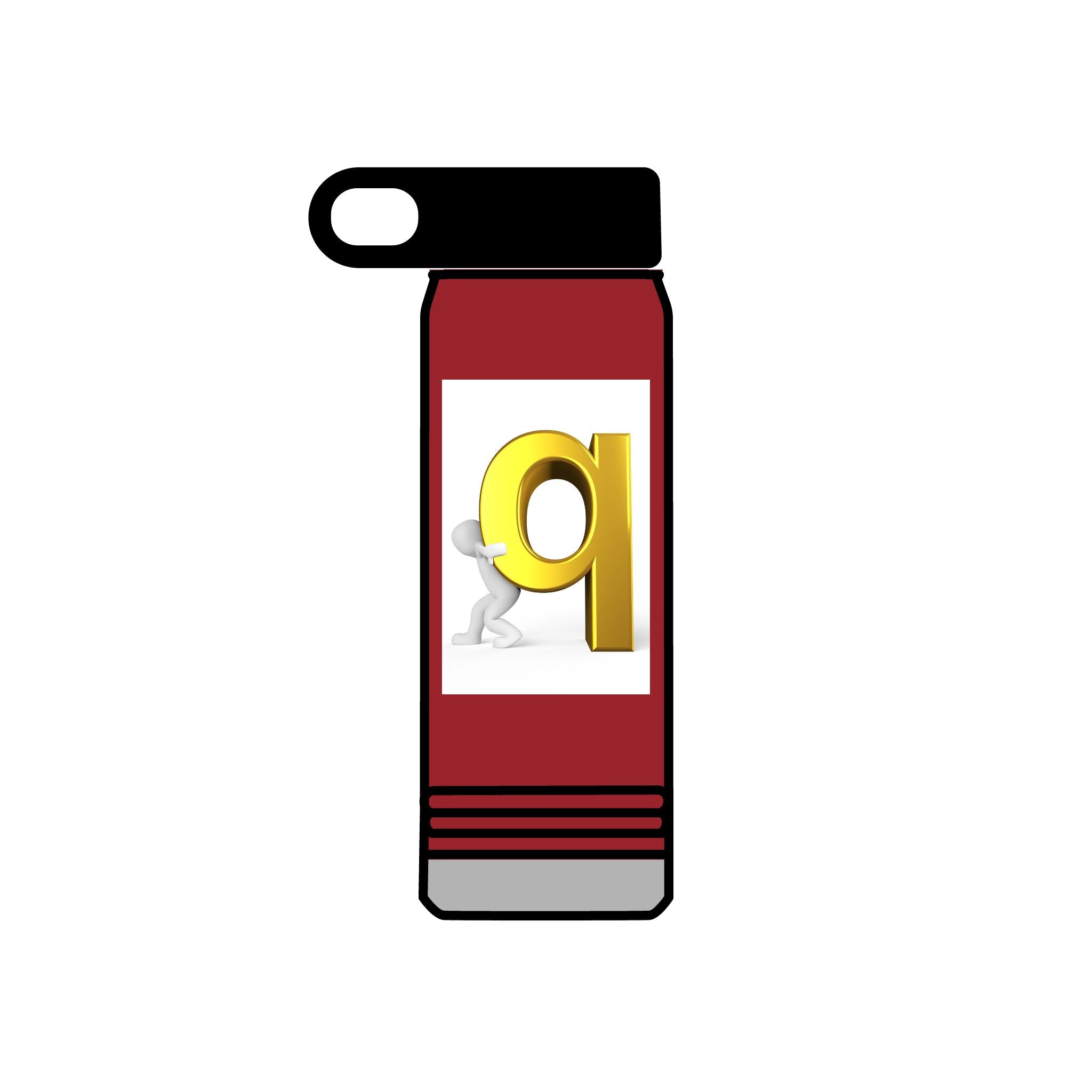 3D Gold Letter Q with Character Water Bottle | 20oz Stainless Steel