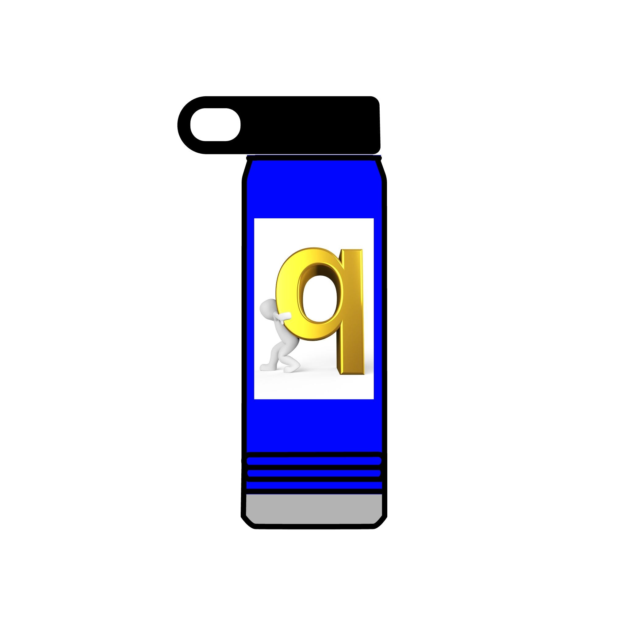 3D Gold Letter Q with Character Water Bottle | 20oz Stainless Steel