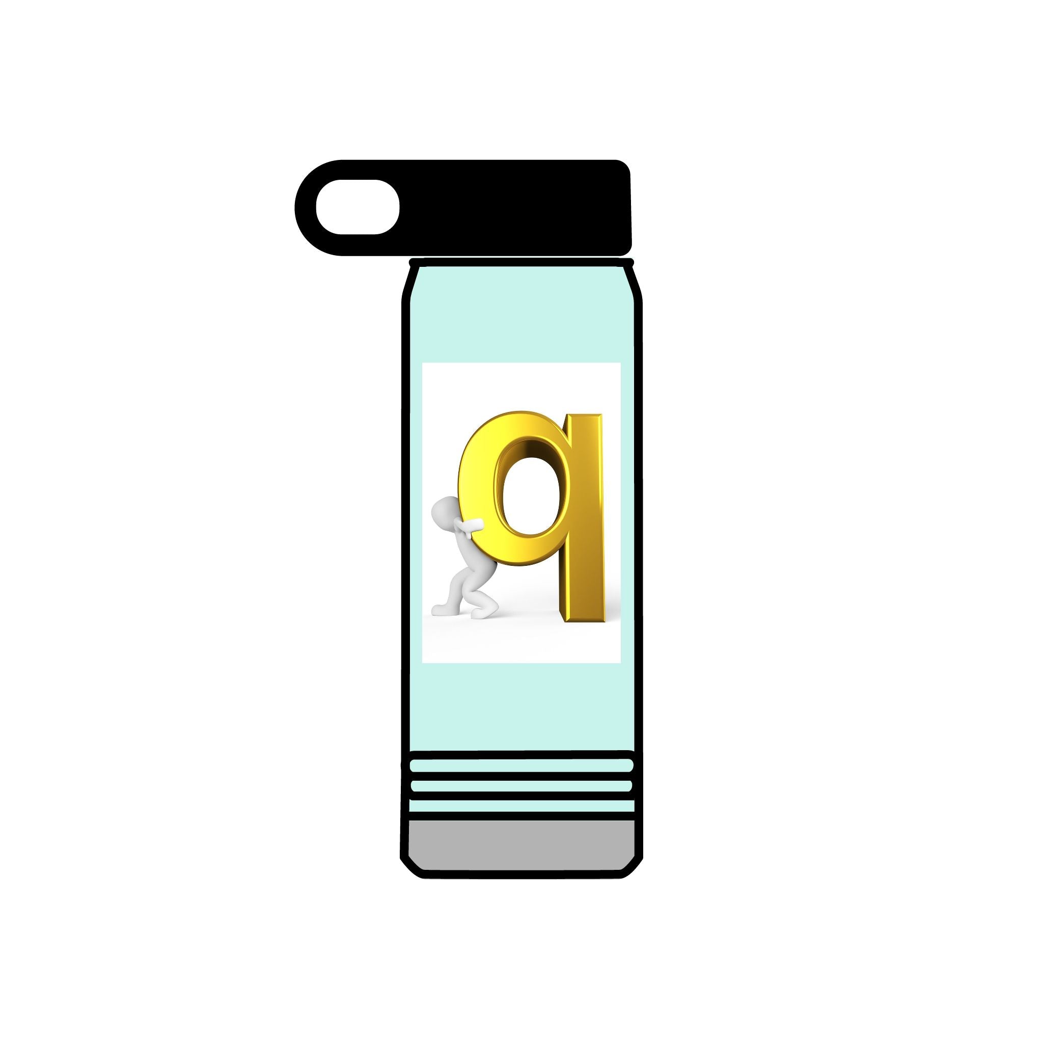 3D Gold Letter Q with Character Water Bottle | 20oz Stainless Steel