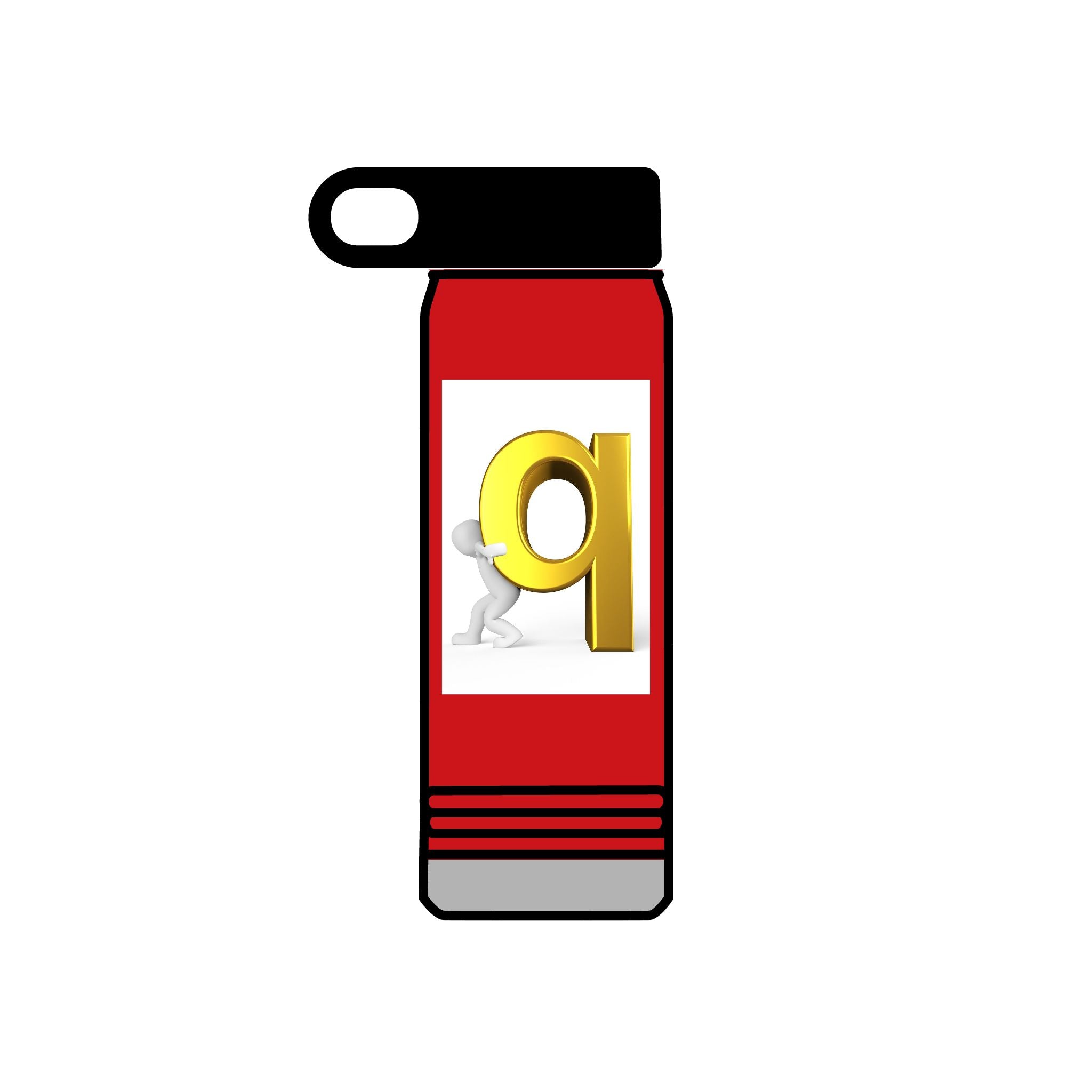 3D Gold Letter Q with Character Water Bottle | 20oz Stainless Steel