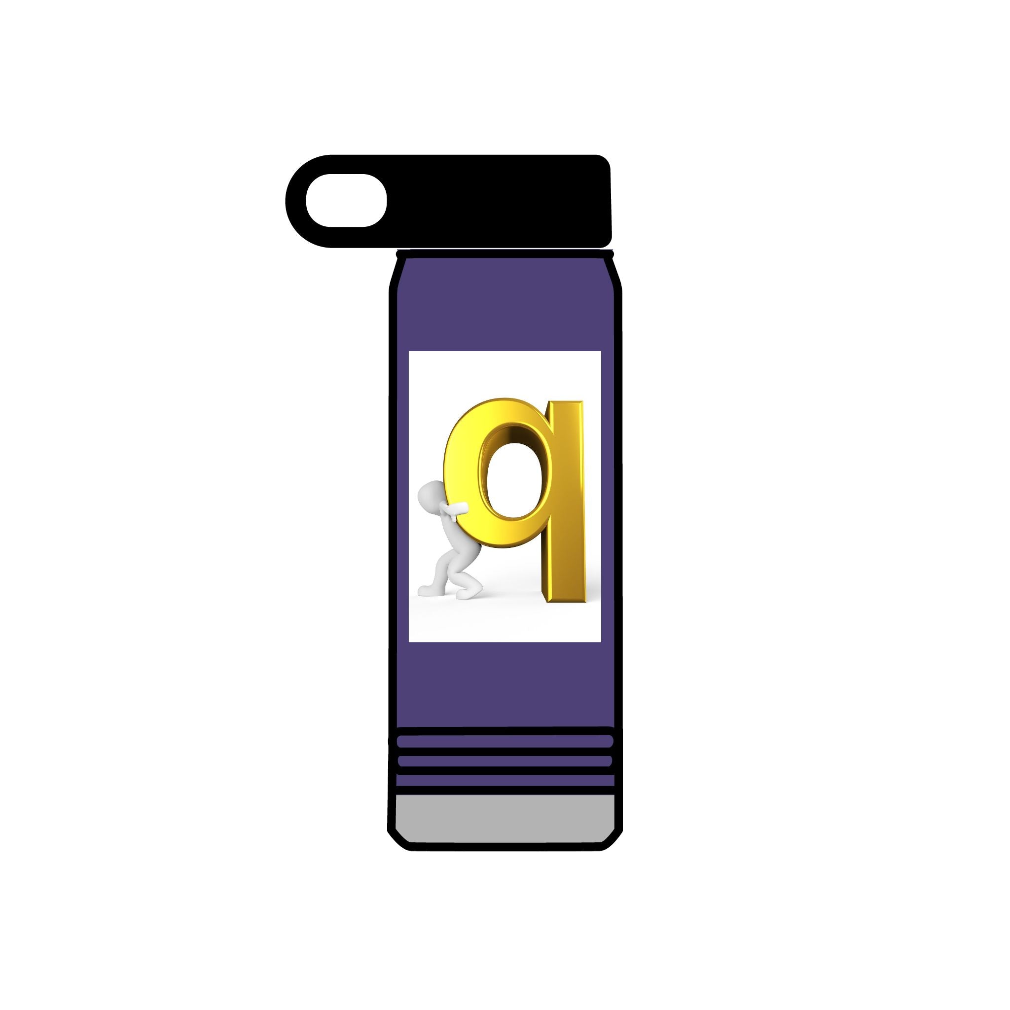 3D Gold Letter Q with Character Water Bottle | 20oz Stainless Steel