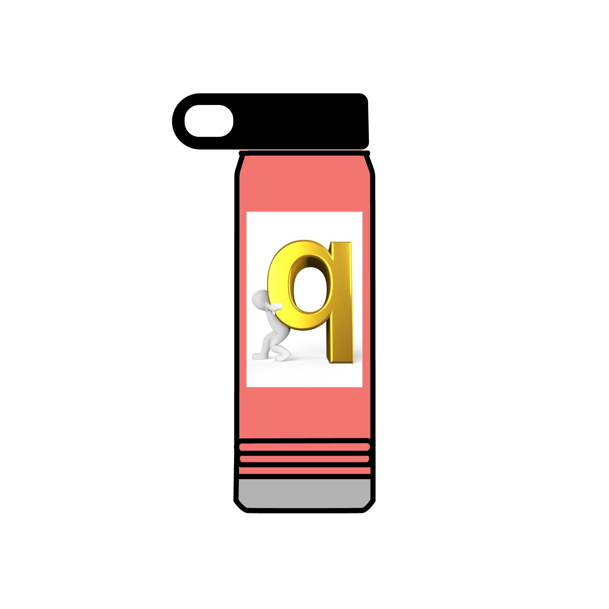 3D Gold Letter Q with Character Water Bottle | 20oz Stainless Steel