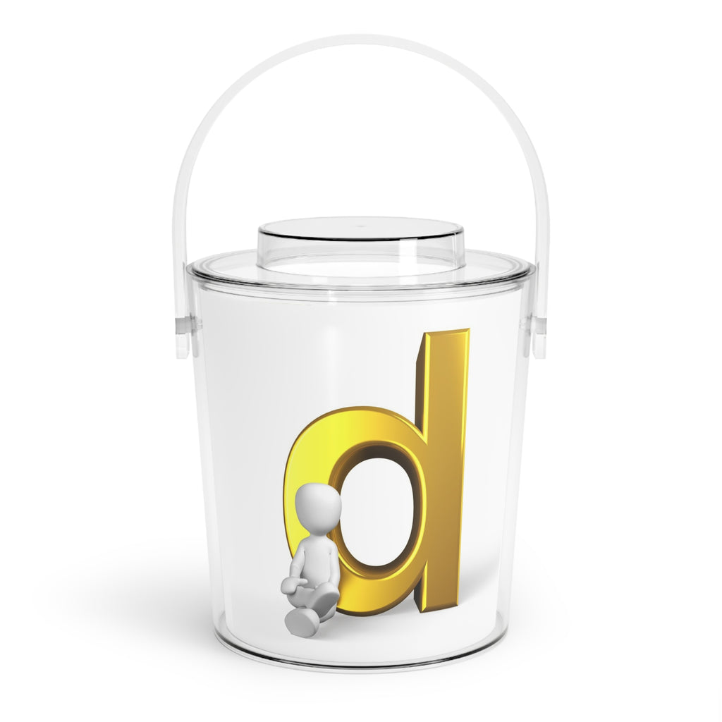 Gold Letter D Monogram Ice Bucket with Tongs | Personalized Barware