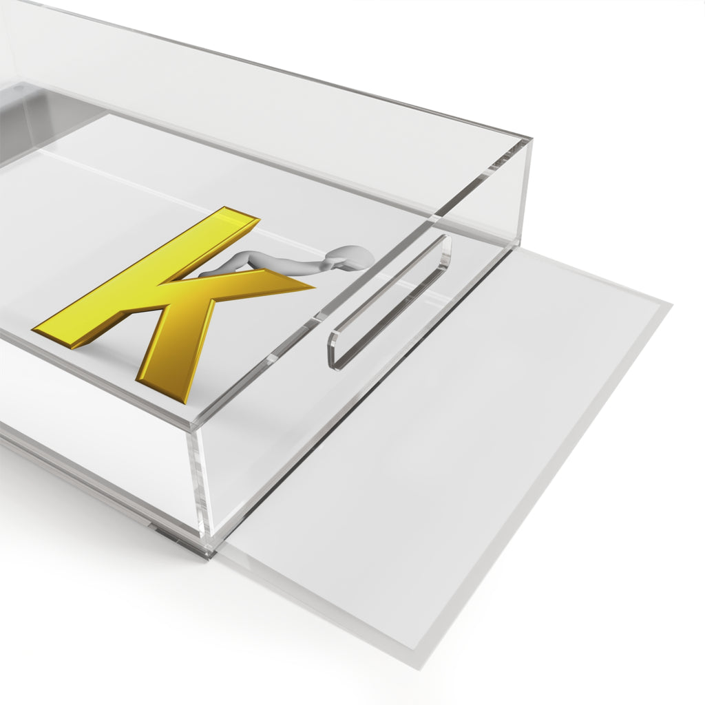Yellow 3D Letter K with Figure Acrylic Serving Tray | Monogram Home Decor