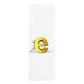 3D Stick Figure Pushing Gold Letter E Rubber Yoga Mat | Minimal Alphabet Design
