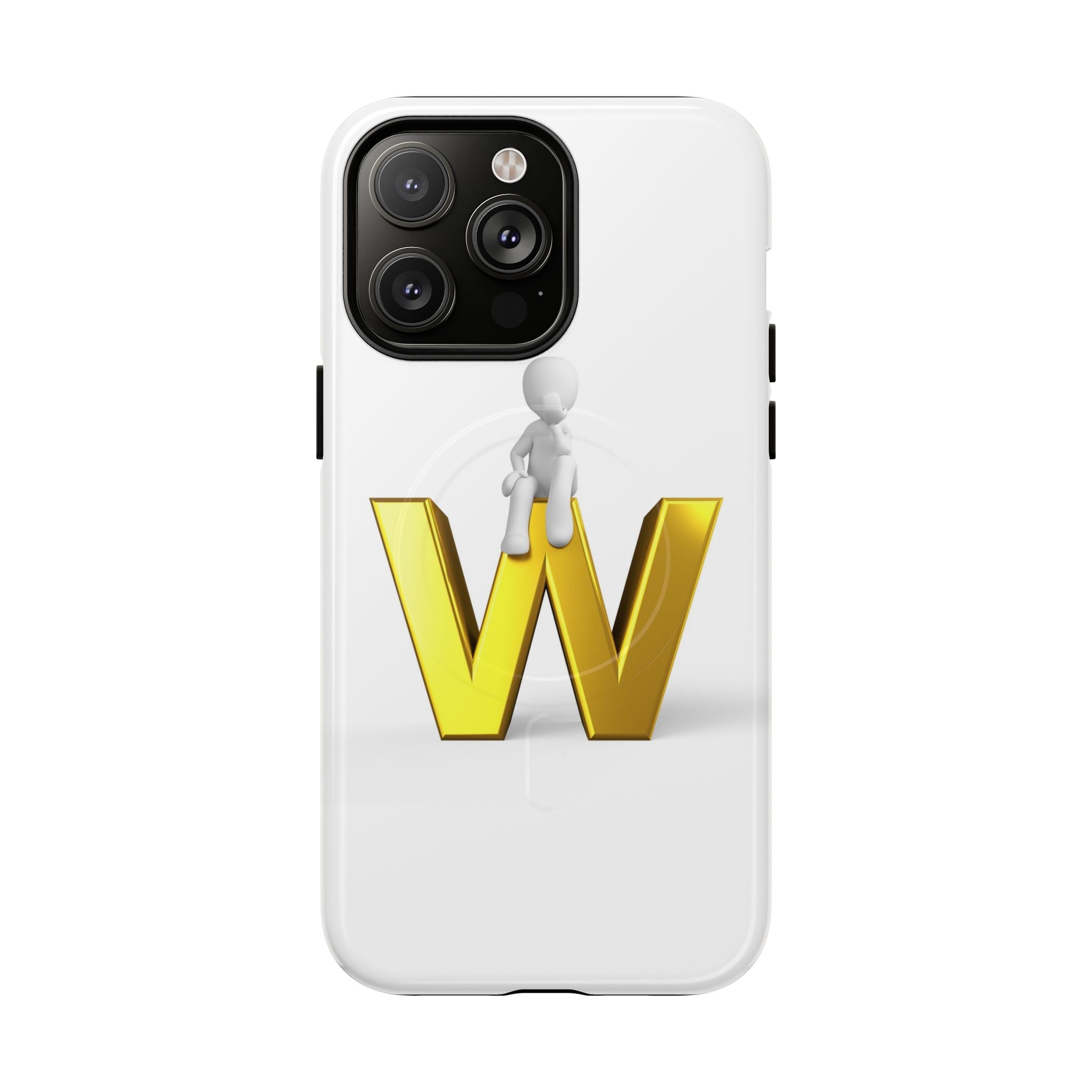 Coque de téléphone magnétique robuste avec figurine 3D sur fond doré