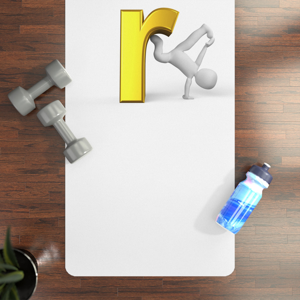 Gold Letter R Breakdance Pose Rubber Yoga Mat | Alphabet Dance Illustration