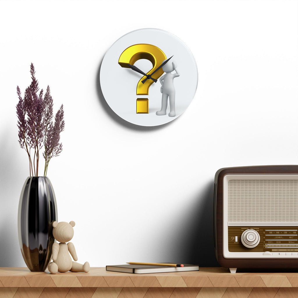 3D Question Mark Figure Acrylic Wall Clock | Modern Round Decorative Clock