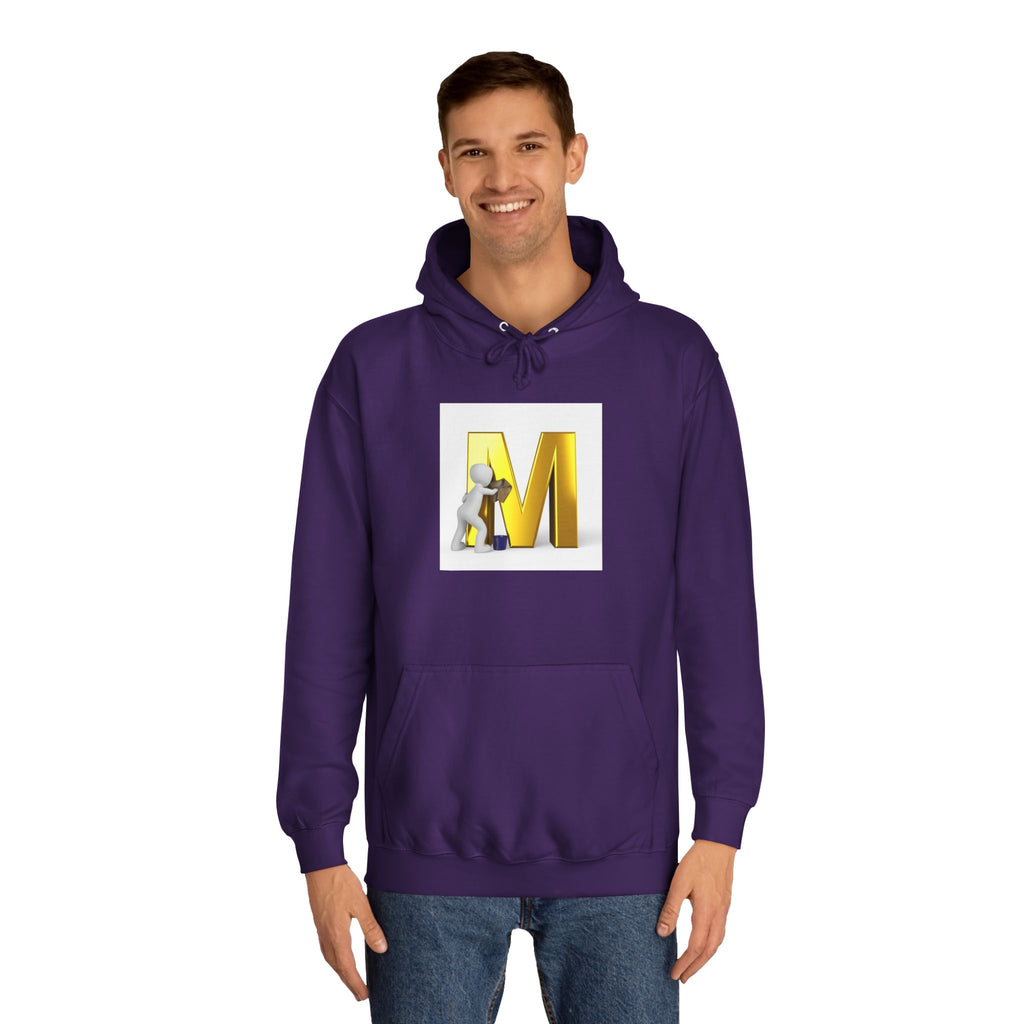 Gold Letter M with Figure Hoodie | Monogram Initial M Sweatshirt