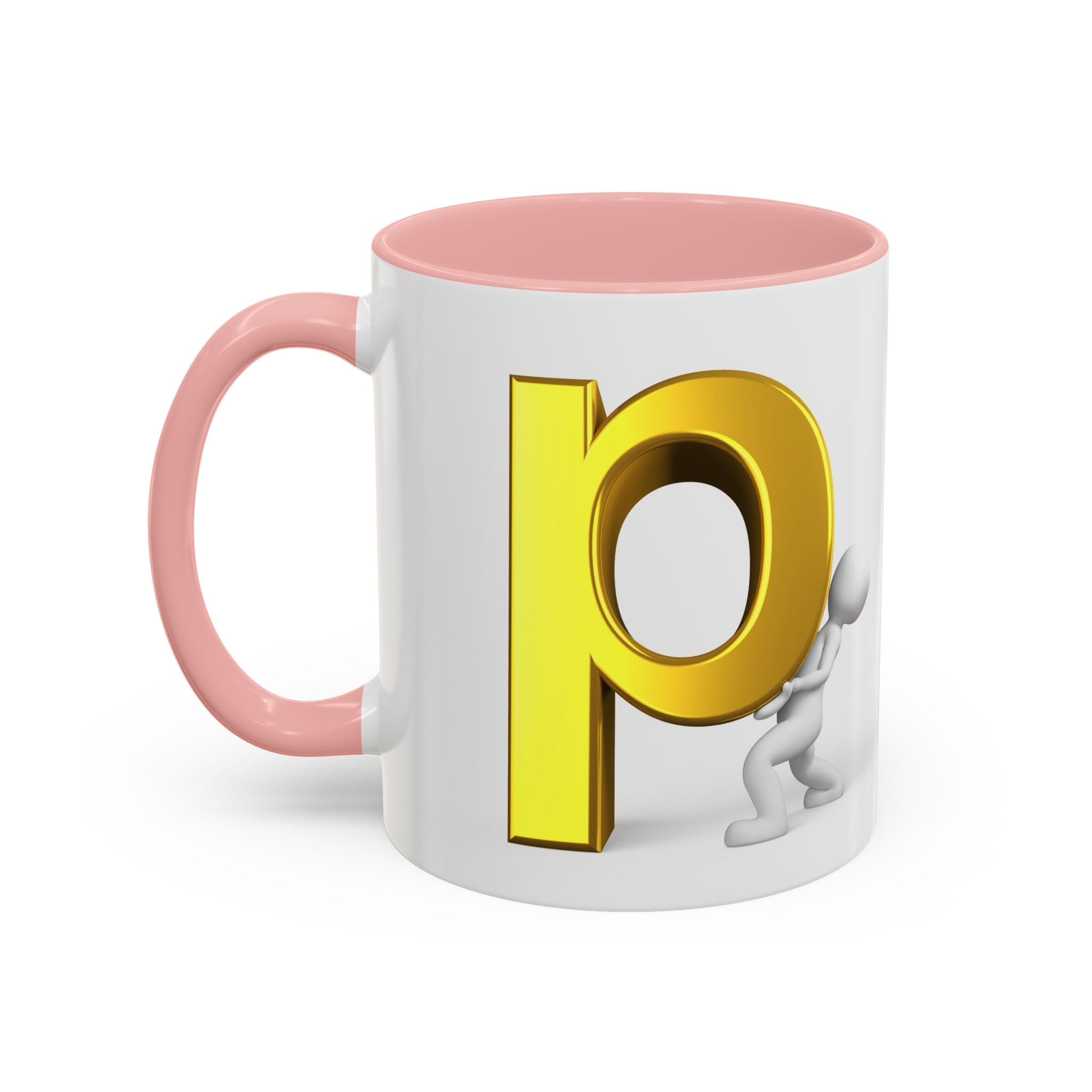 Tasse à café 3D lettre P | Tasse à anse colorée 325 ml ou 443 ml