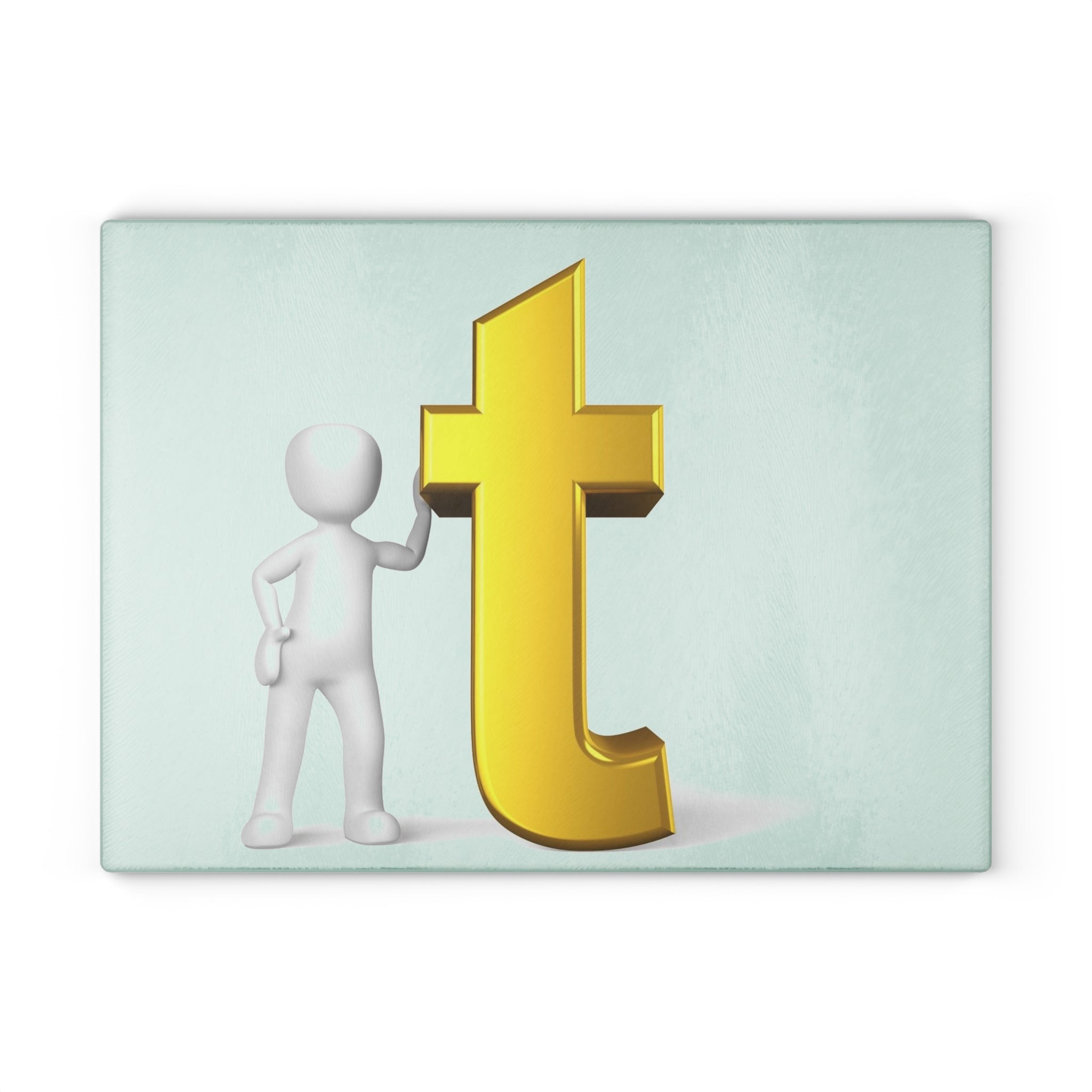 Gold Letter T Figurine Glass Cutting Board | Decorative Kitchen Board