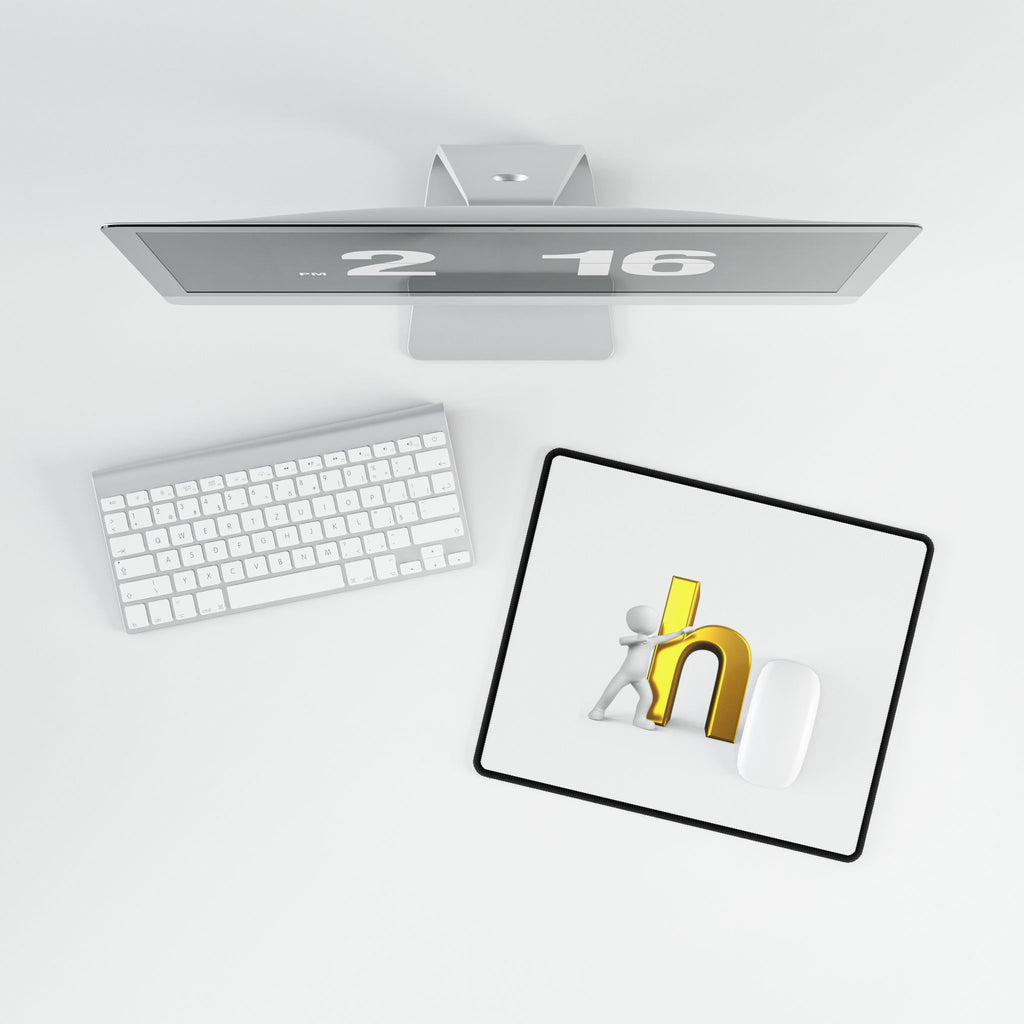 Gold Letter H Illustration Desk Mat | Large Mouse Pad, Office Desk Mat
