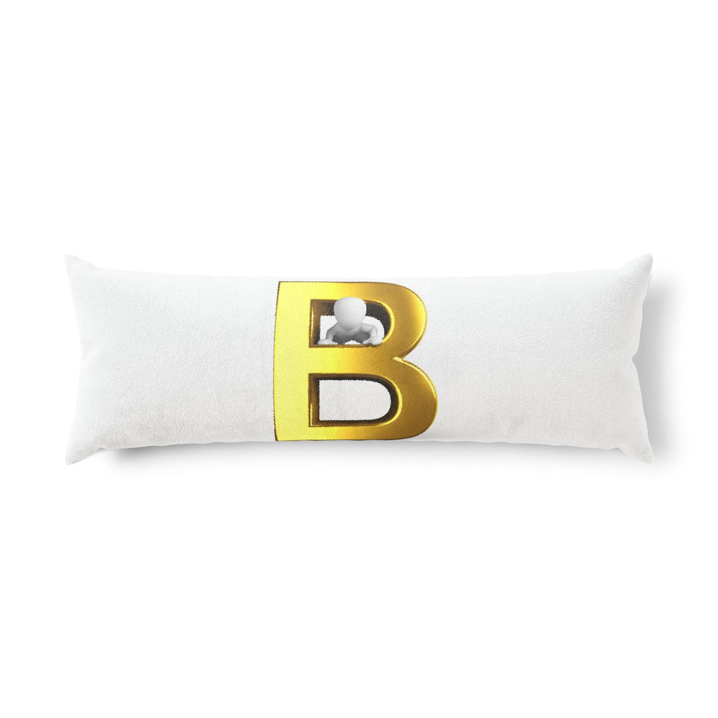 Gold Letter B Monogram Body Pillow | Initial B Decorative Pillow
