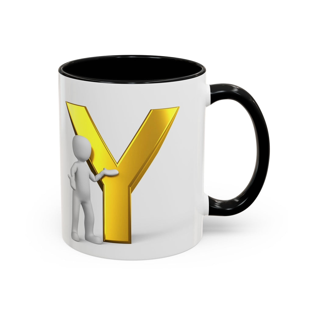 Goldbuchstabe Y mit Motiv Kaffeetasse | Akzentgriff und Innenseite