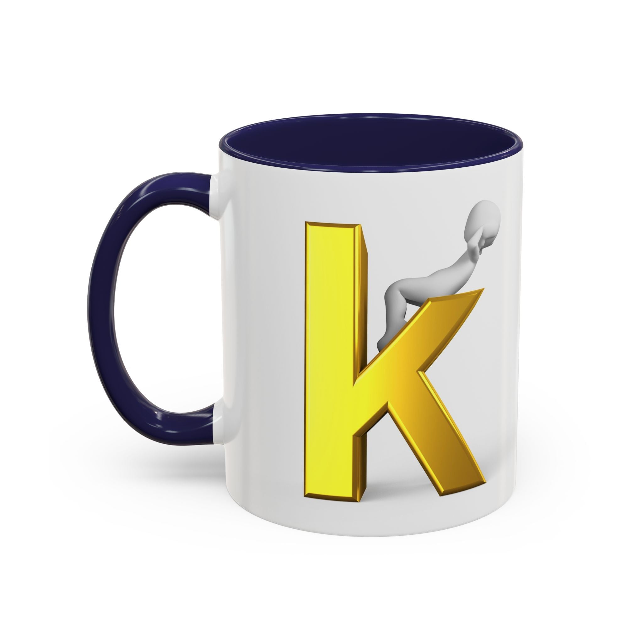 Tasse à café avec lettre K dorée | Tasse à anse colorée 325 ml ou 443 ml