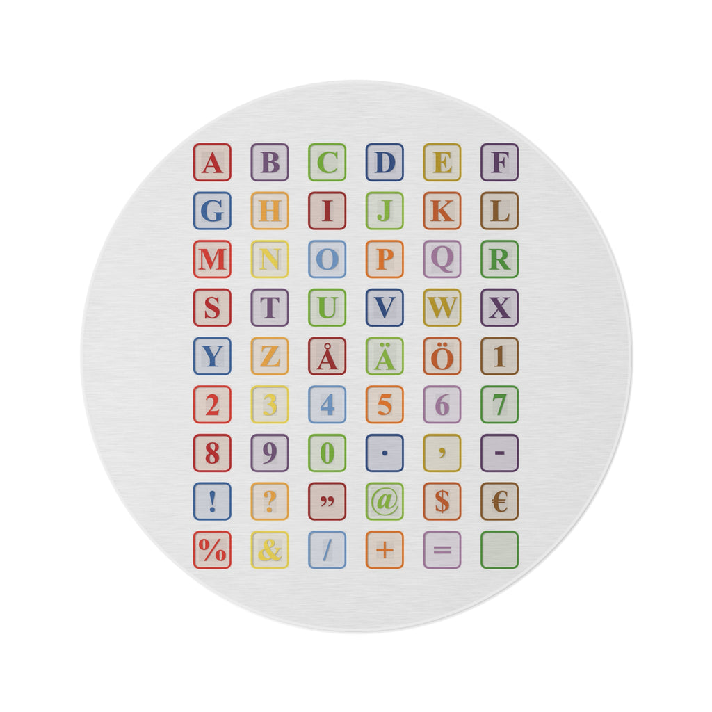 Alphabet Blocks Design Round Rug | Colorful Letters Numbers Symbols