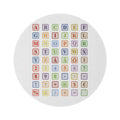 Alphabet Blocks Design Round Rug | Colorful Letters Numbers Symbols