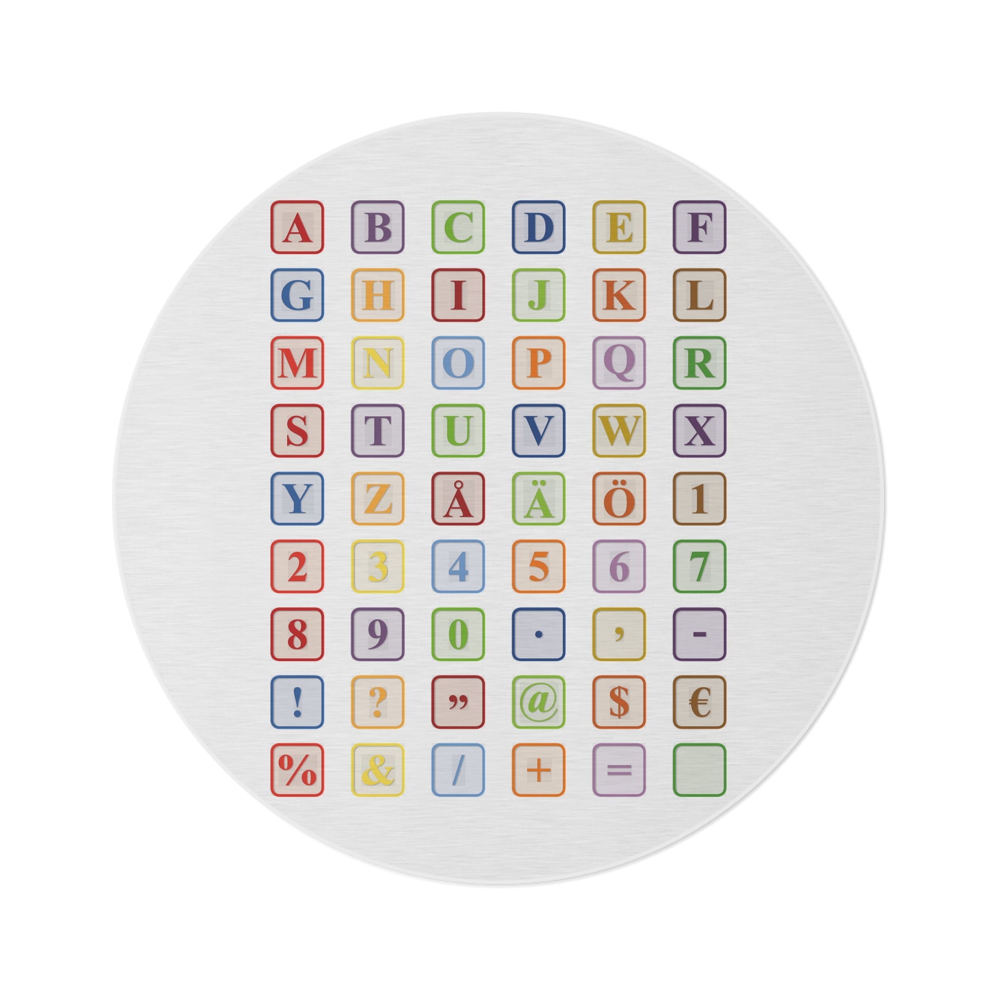 Alphabet Blocks Design Round Rug | Colorful Letters Numbers Symbols