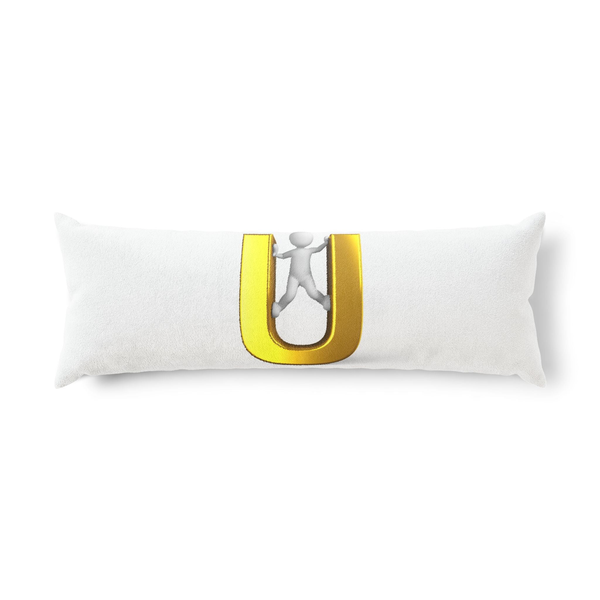 3D Gold Letter U with Figure Body Pillow | Alphabet Initial Decorative Pillow