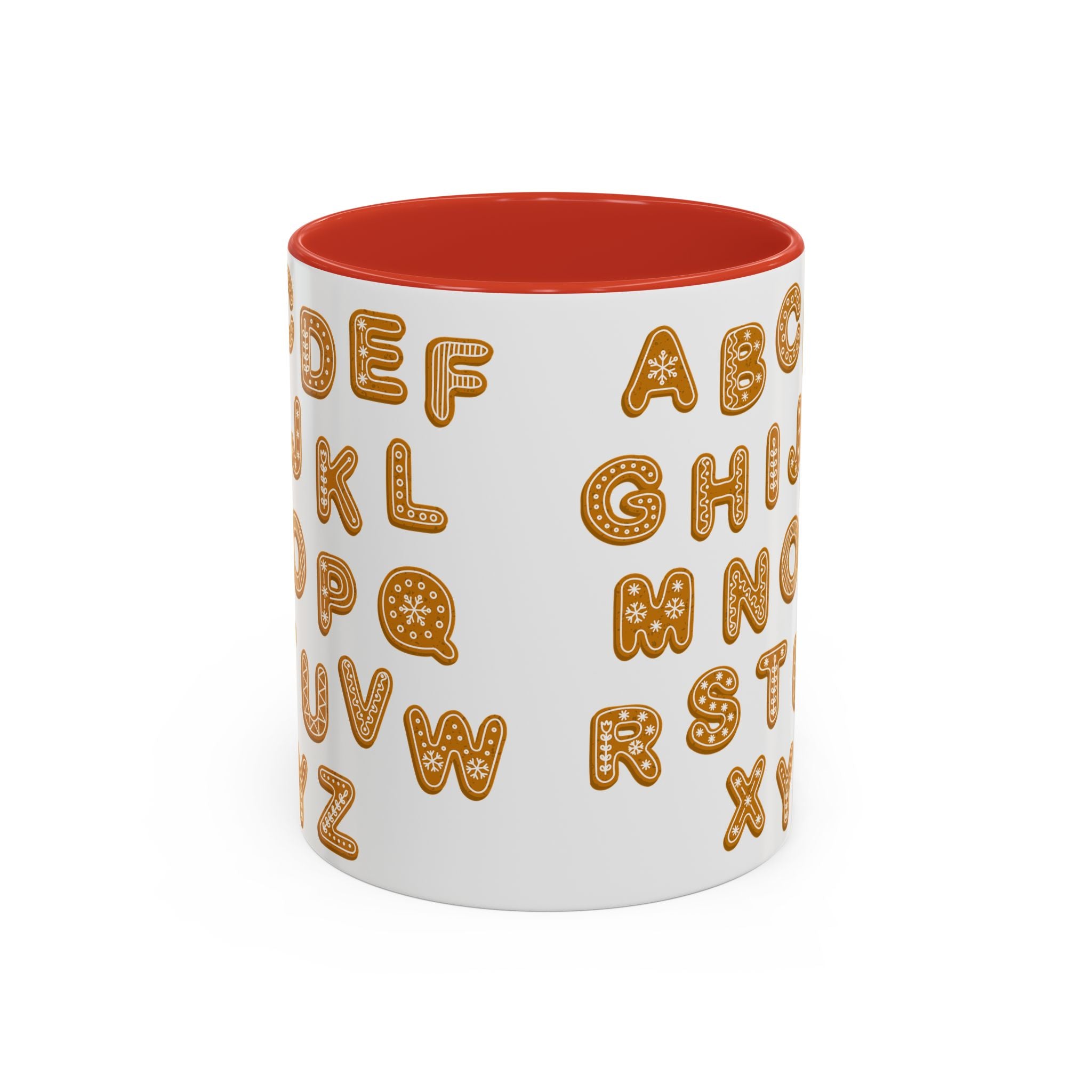 Mug à café motif alphabet pain d'épices | Motif lettres biscuits