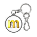 Gold 3D Letter M keyring tag | Monogram Keychain